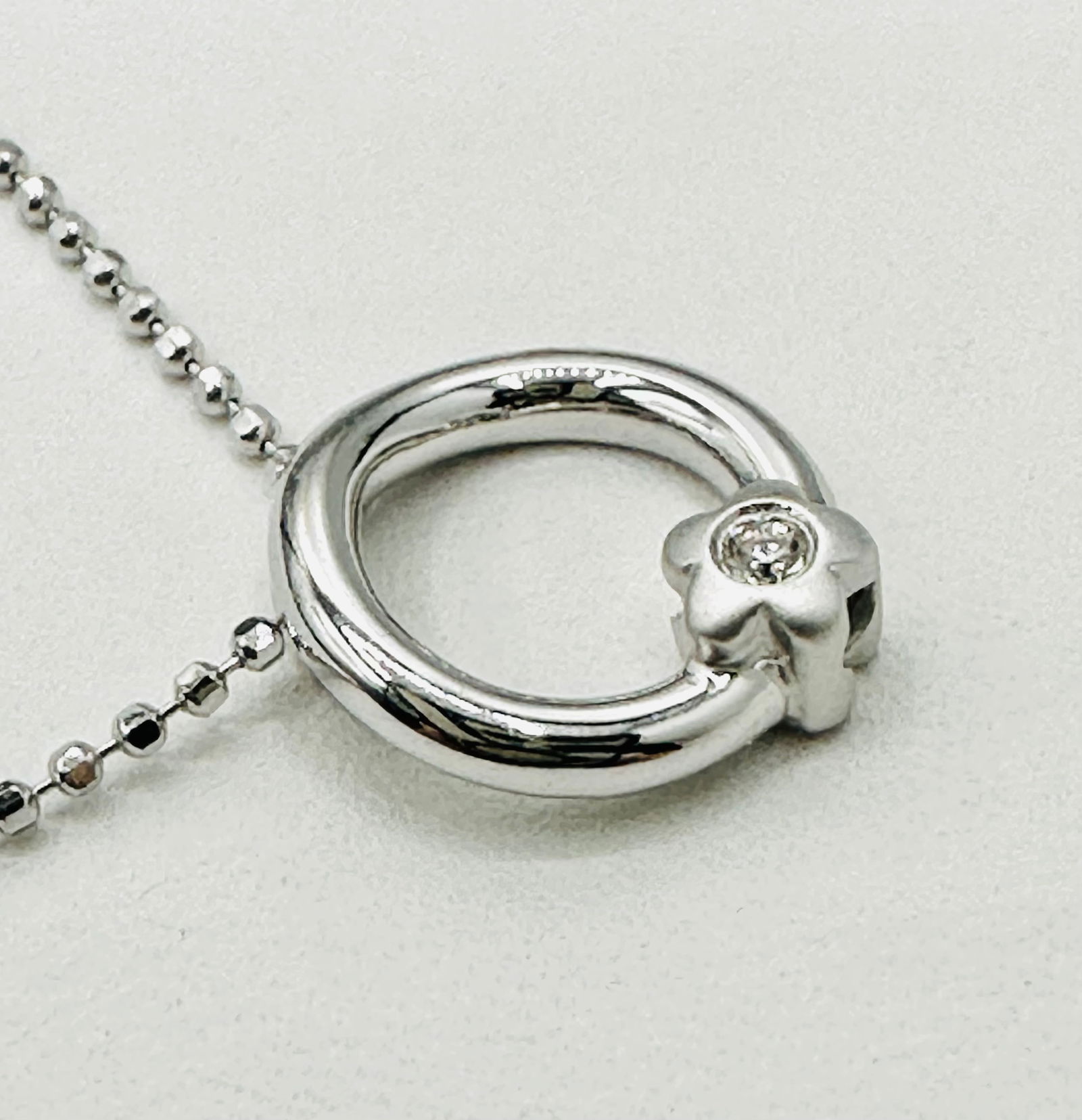 Natural Diamond Pendant and Chain, 14KT White Gold # 2502 (1 of 4)