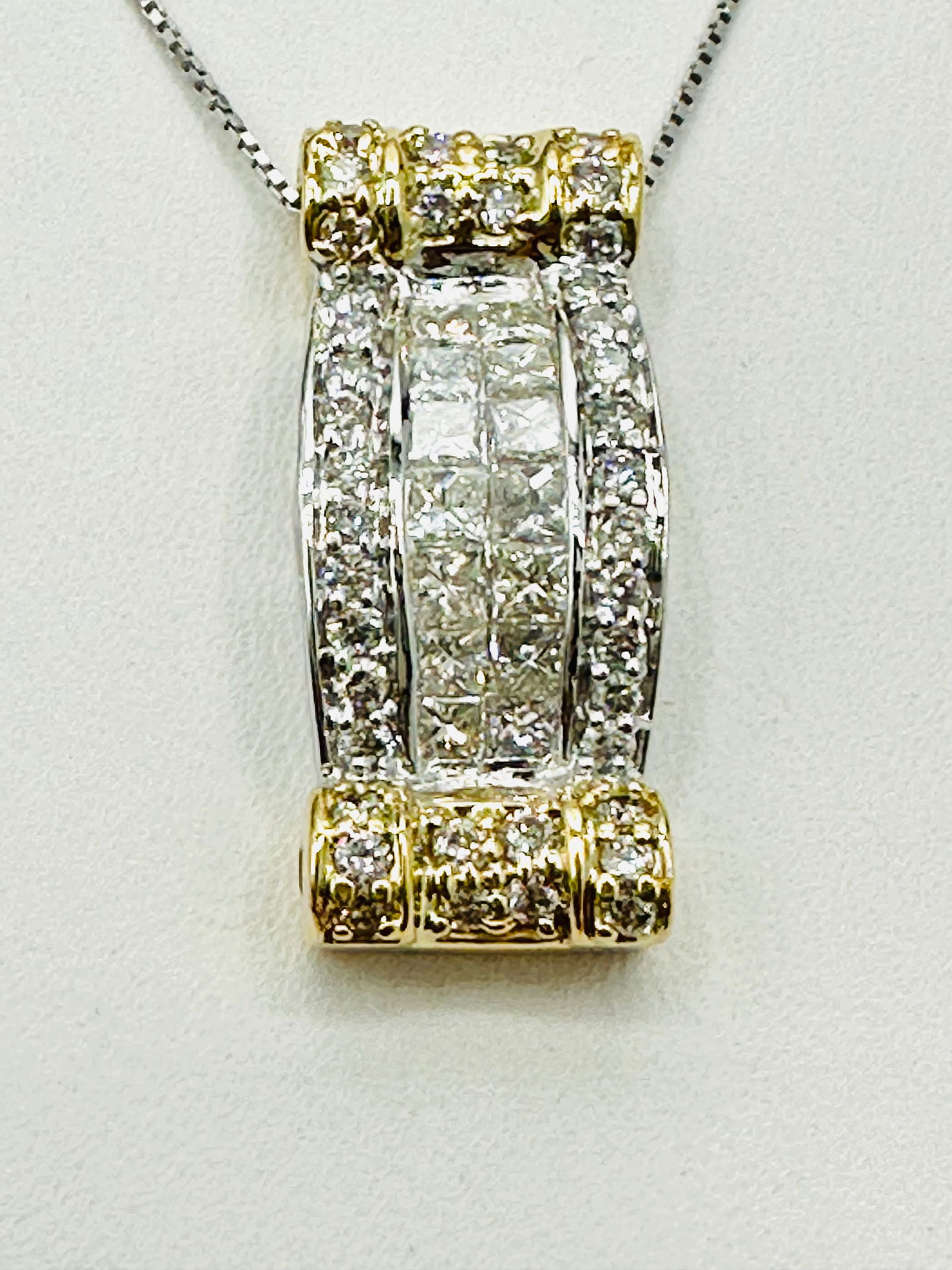 Natural Diamond Slide Pendant and Chain 14KT Yellow and White Gold # 2549 (1 of 4)
