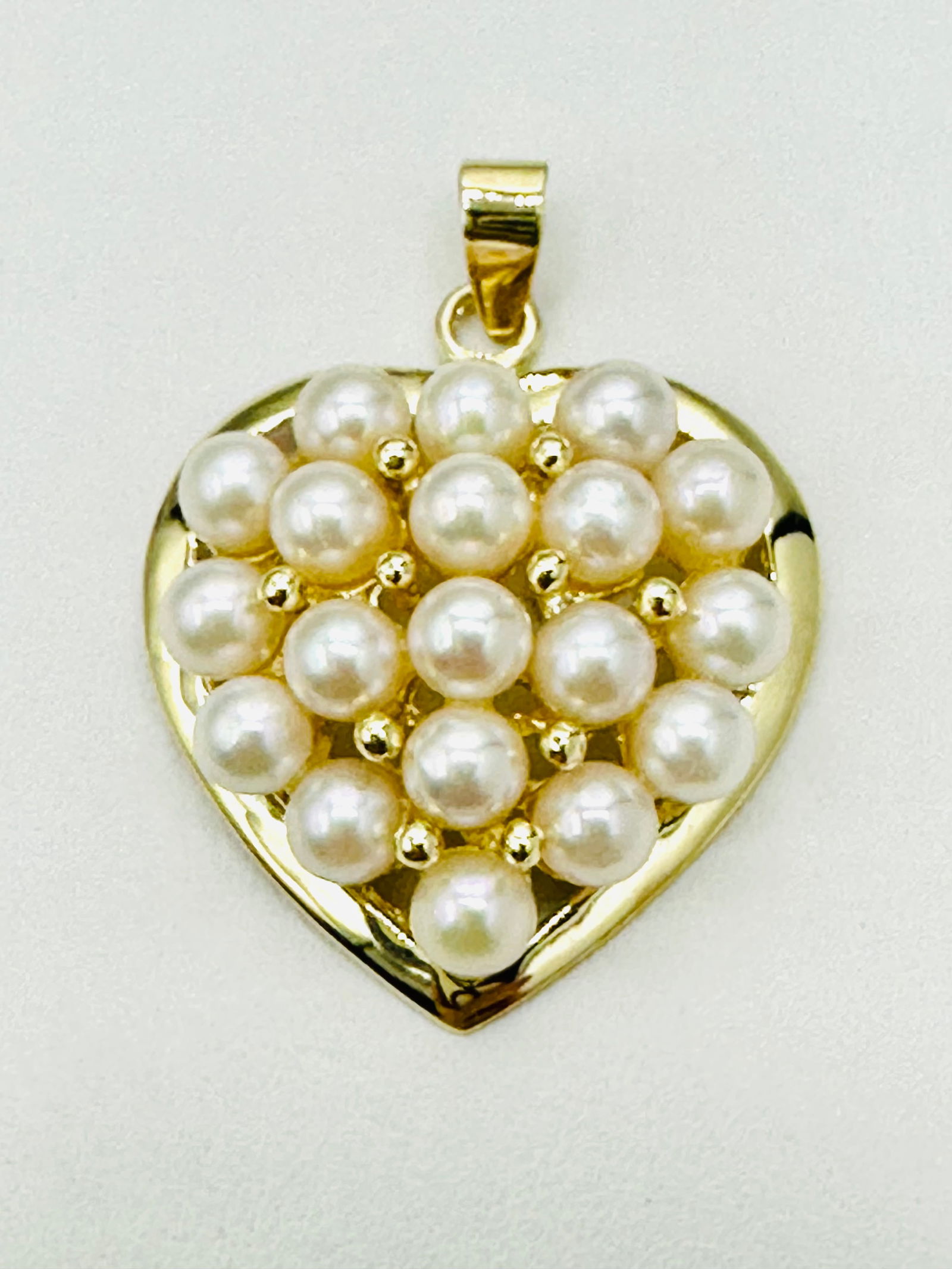 14KT Yellow Gold Pearl Heart Pendant # 2550 (1 of 4)