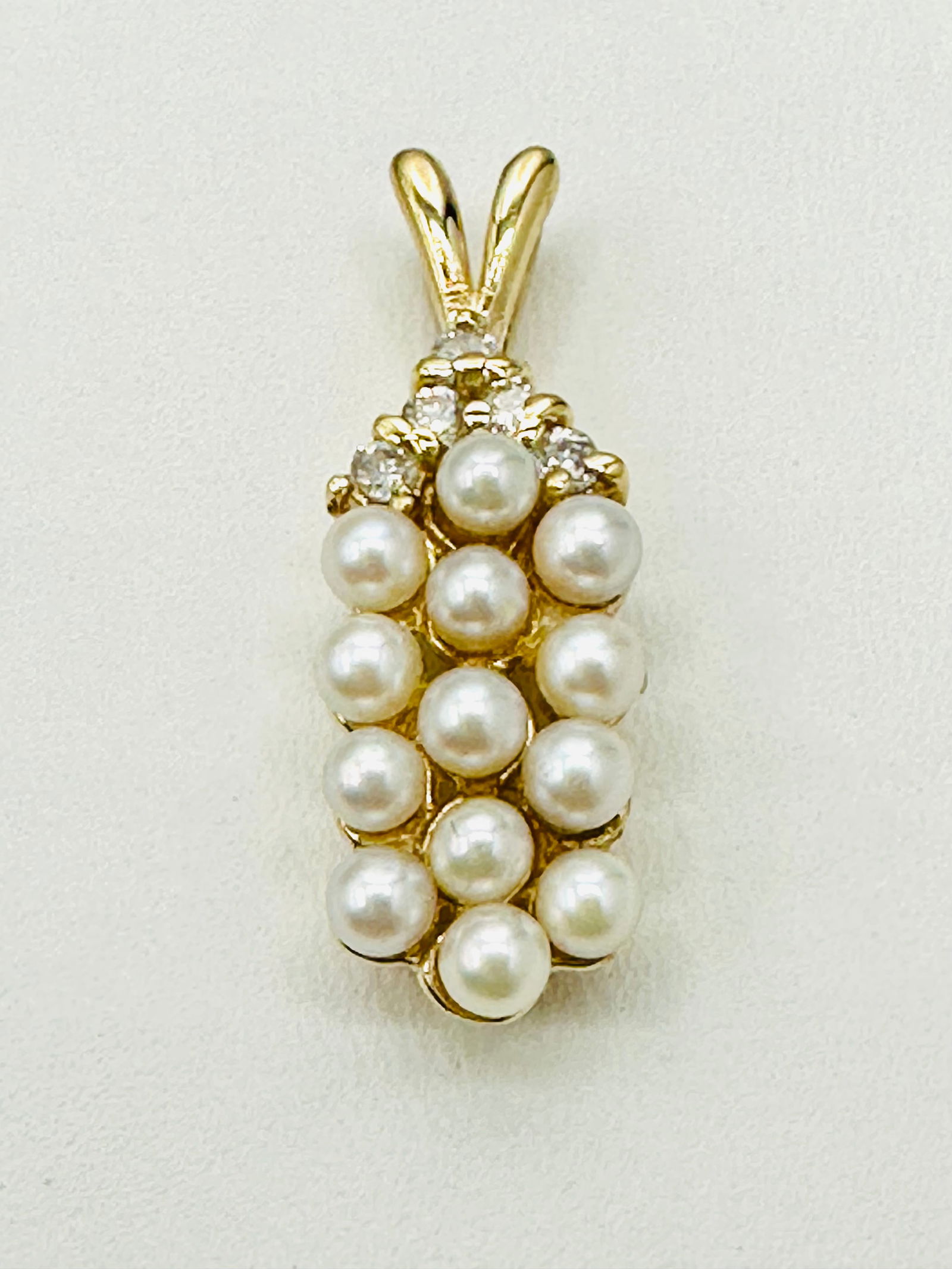 14KT Yellow Gold, Natural Diamond and Pearl Pendant # 2551 (1 of 4)