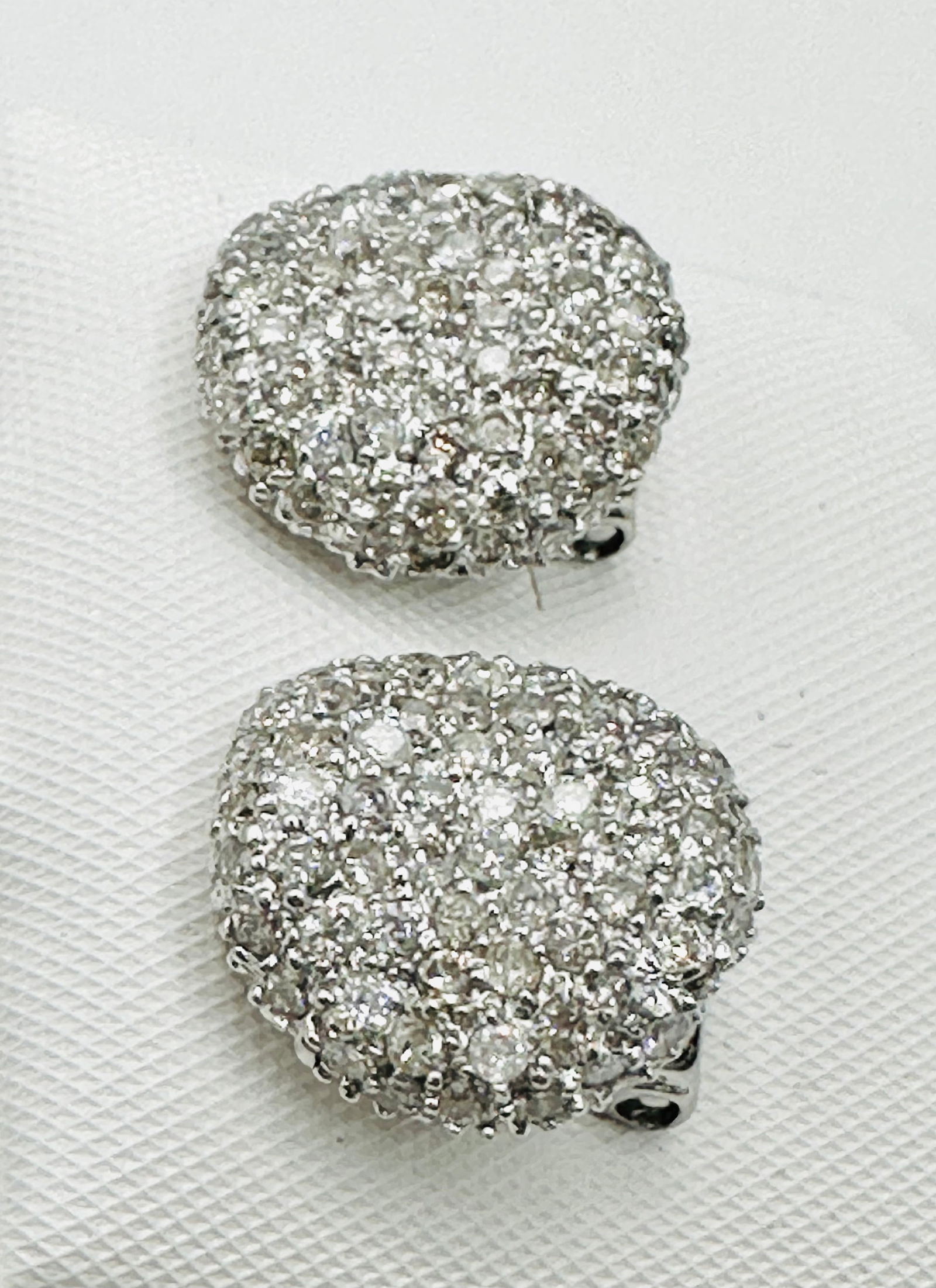 Pair of Natural Diamond Earrings, 18KT White Gold # 2577 (1 of 4)