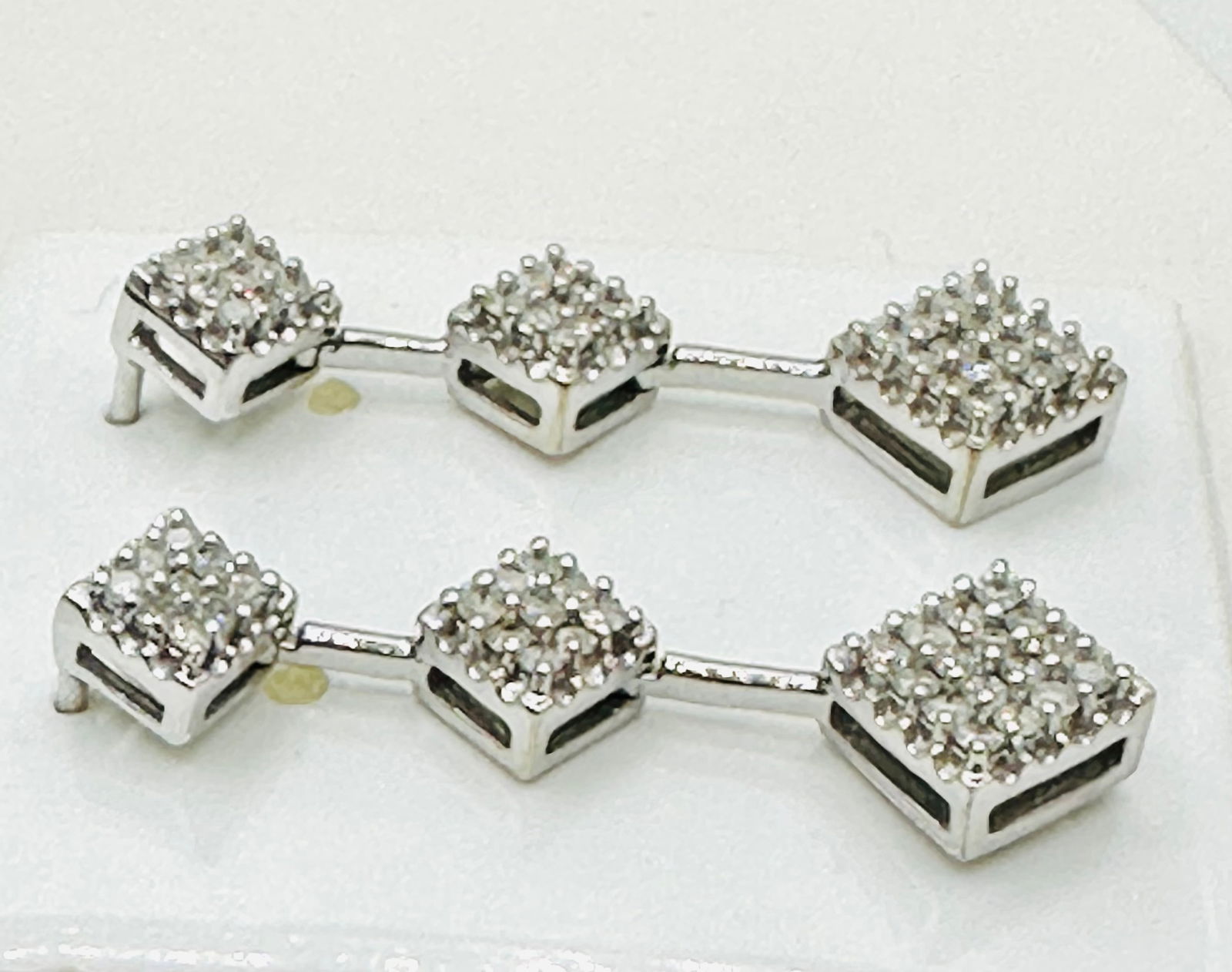 Pair of Natural Diamond Drop Earrings, 10KT White Gold # 2612 (1 of 4)