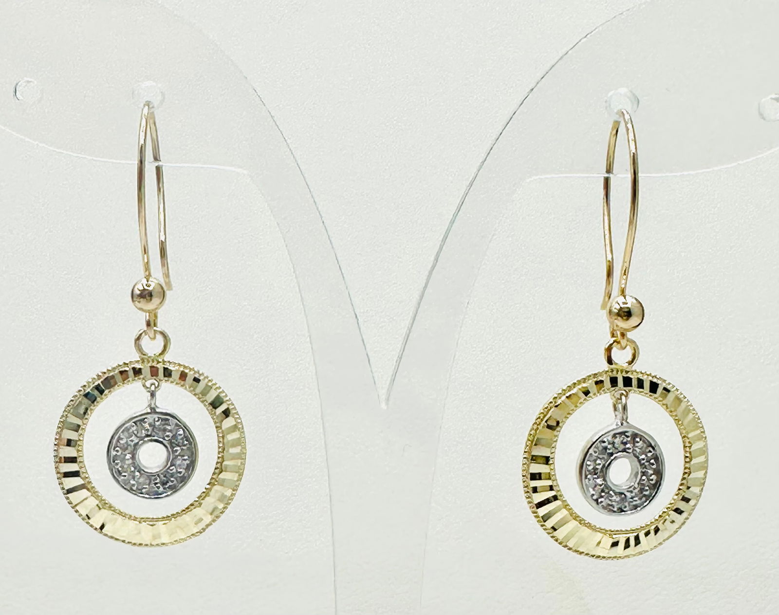 Pair of Natural Diamond Earrings, 14KT Yellow and White Gold # 2640 (1 of 4)
