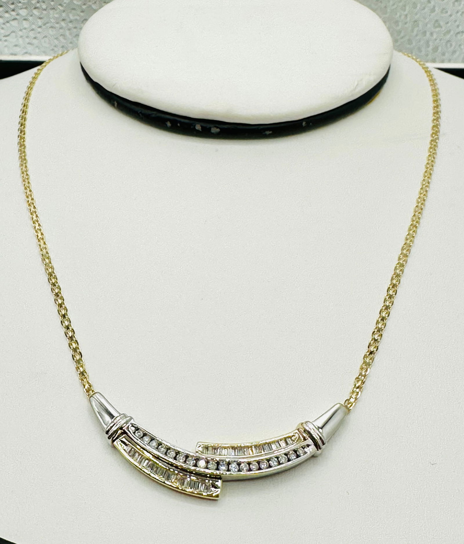 Natural Diamond Necklace, Yellow and White Gold # 2668 (1 of 4)