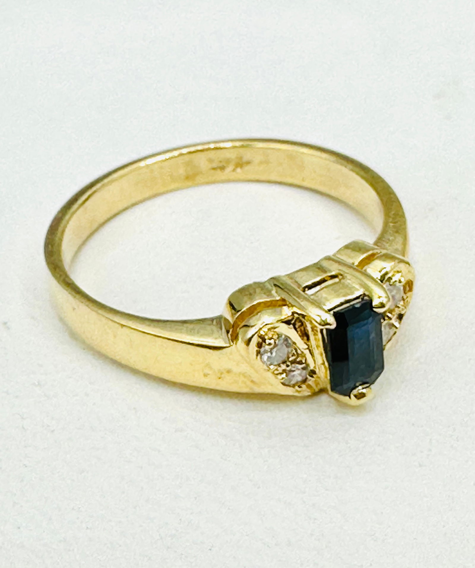 Natural Sapphire and Diamond Ring,14KT Yellow Gold # 2672 (1 of 4)