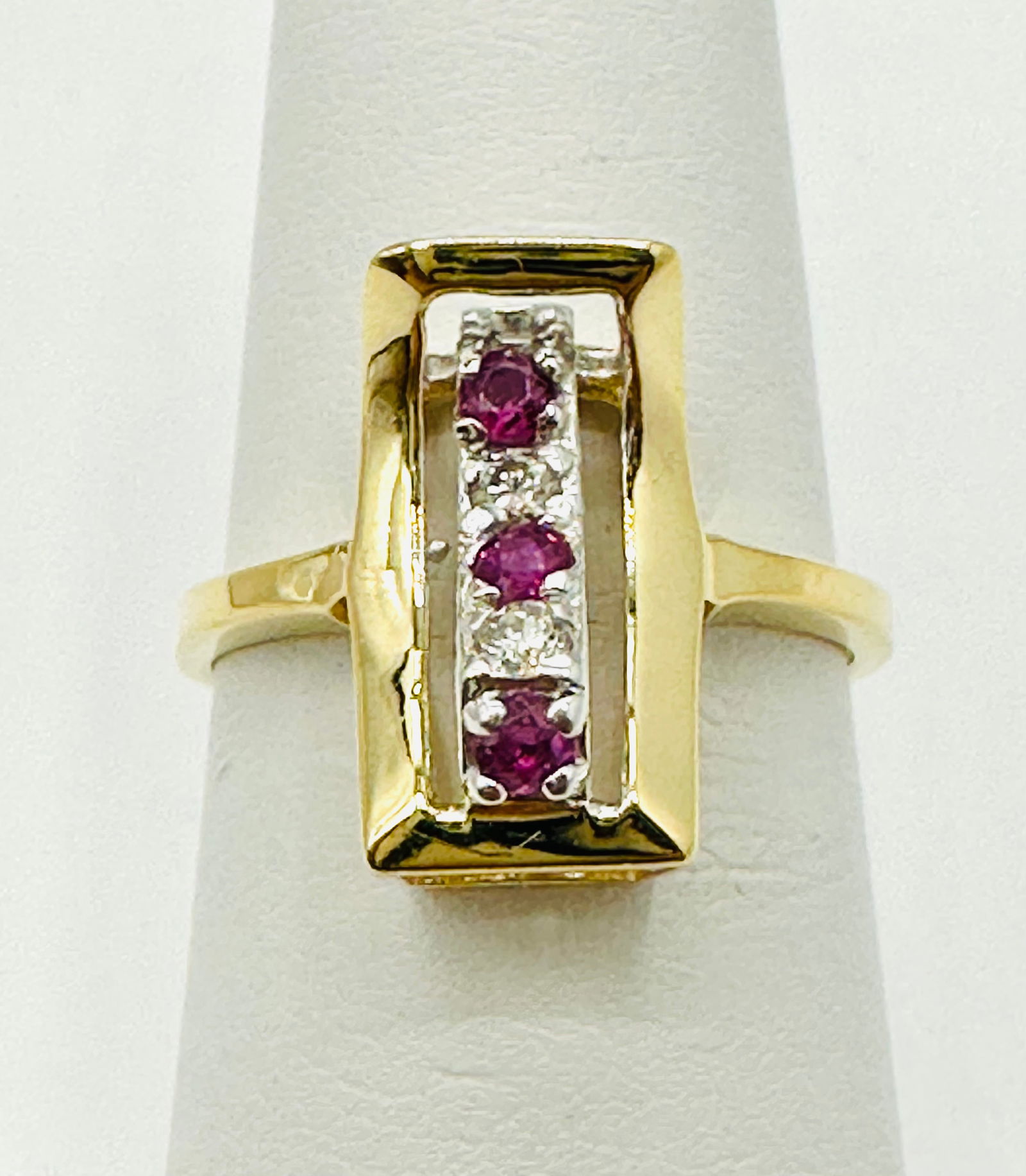 Natural Diamond and Ruby Ring,14KT Yellow Gold # 2674 (1 of 4)