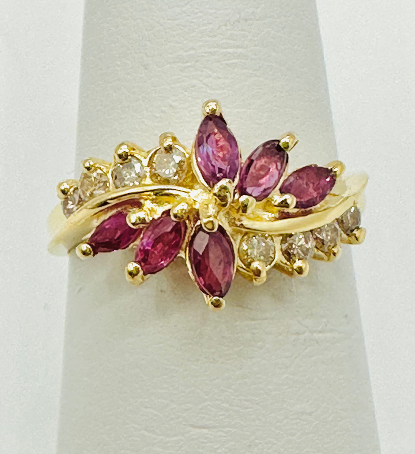Natural Diamond and Ruby Ring,14KT Yellow Gold # 2675 (1 of 4)