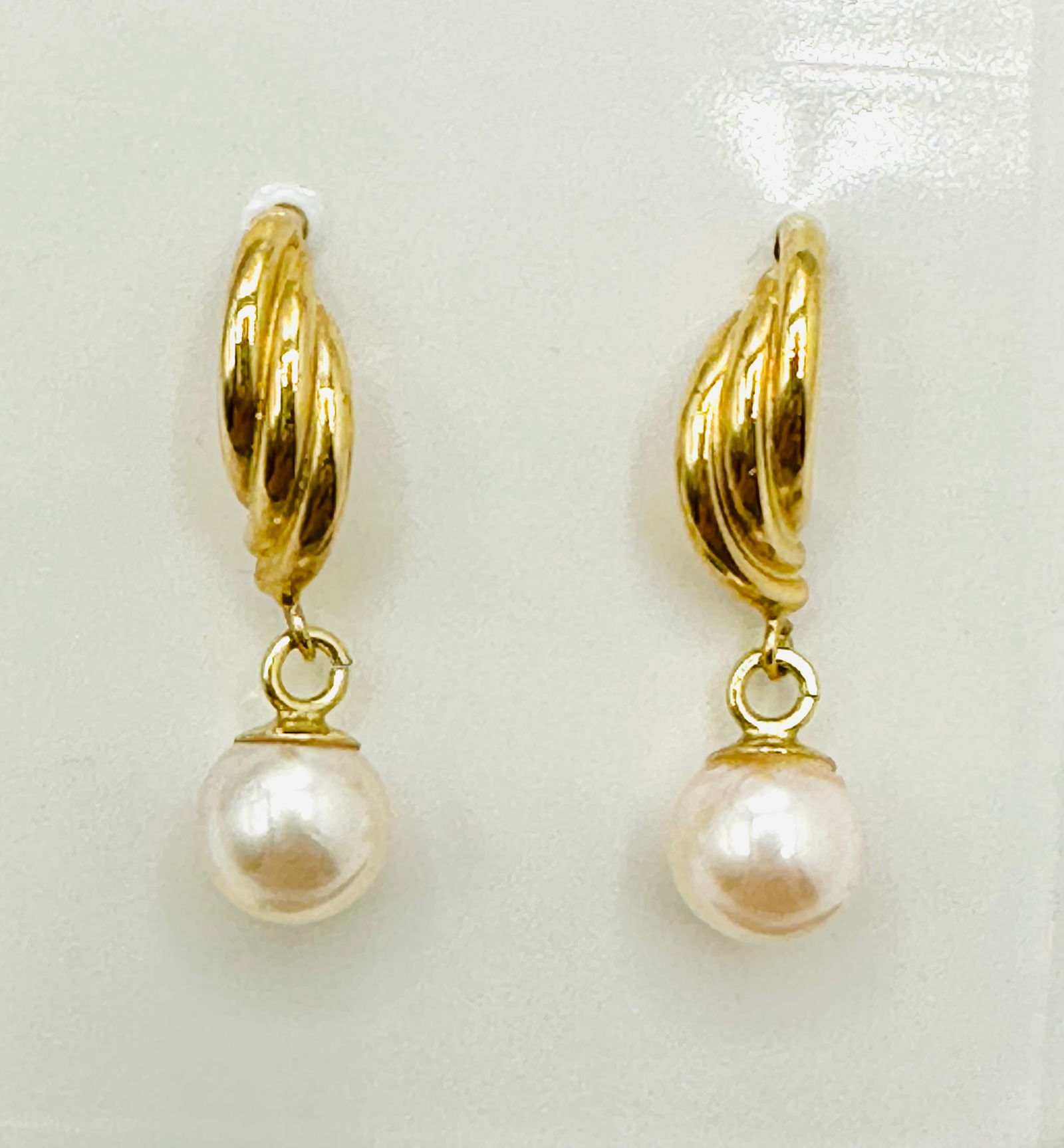 Pair of Pearl Earrings, 14KT Yellow Gold # 2677 (1 of 4)