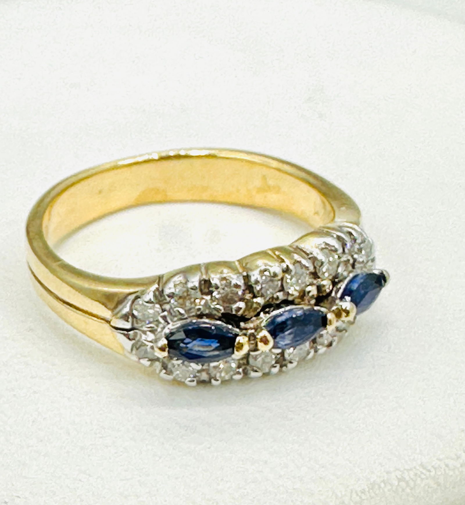 14KT Yellow Gold,Natural Diamond and Sapphire Ring # 2689 (1 of 4)