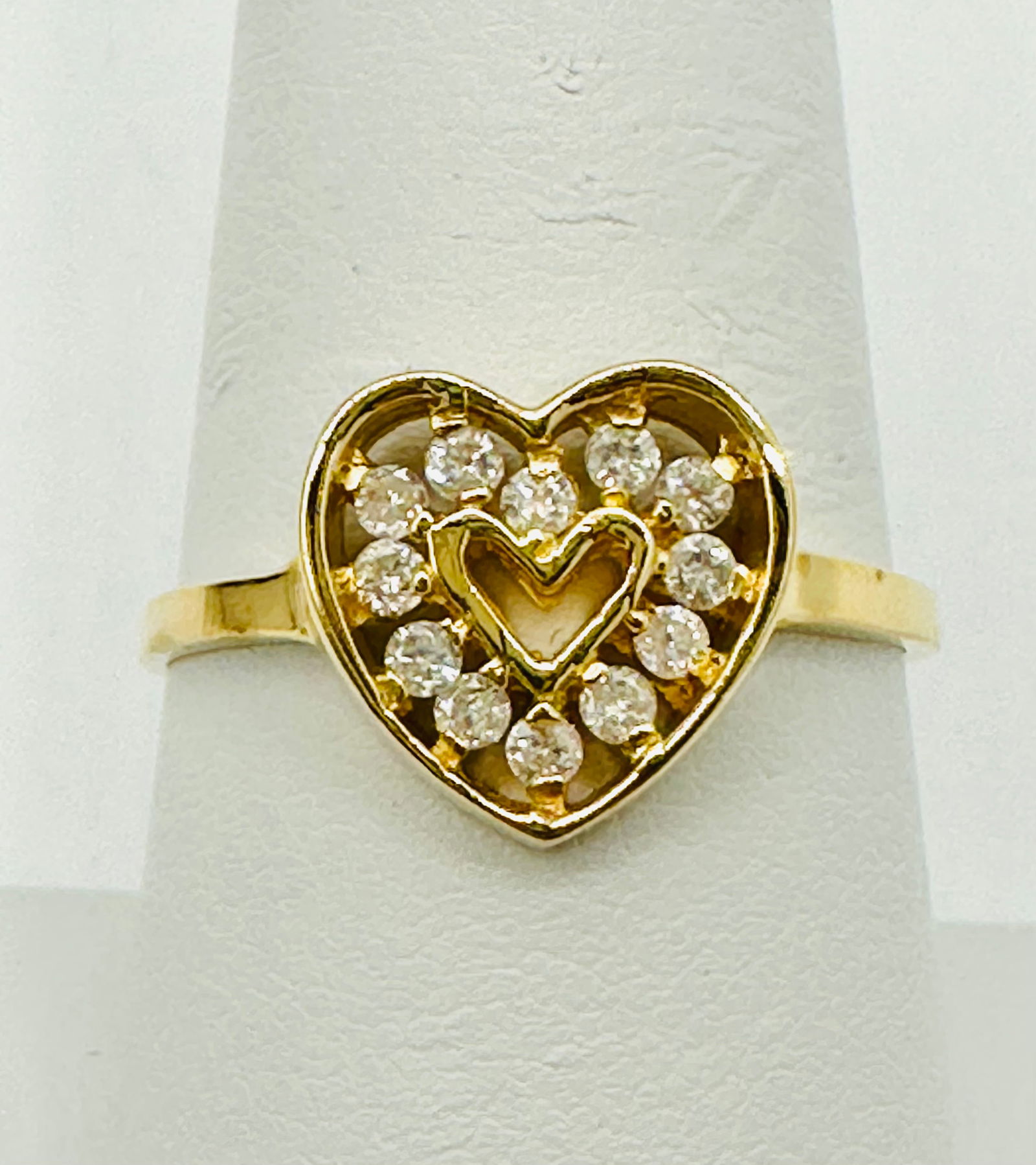 Natural Diamond Heart Ring,14KT Yellow Gold # 2694 (1 of 4)