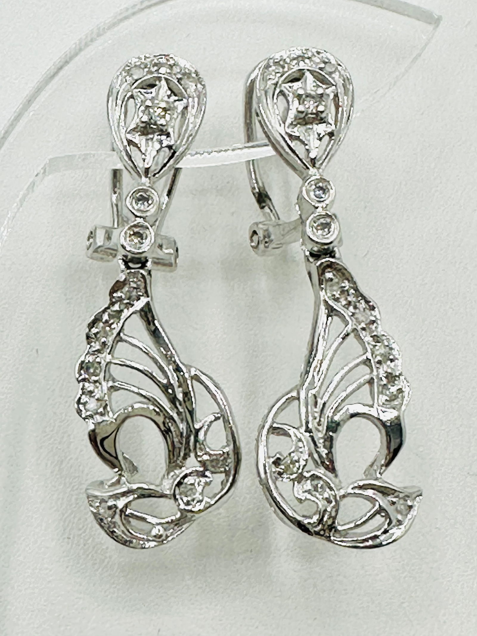14KT White Gold,Pair of Natural Diamond Earrings # 2697 (1 of 4)