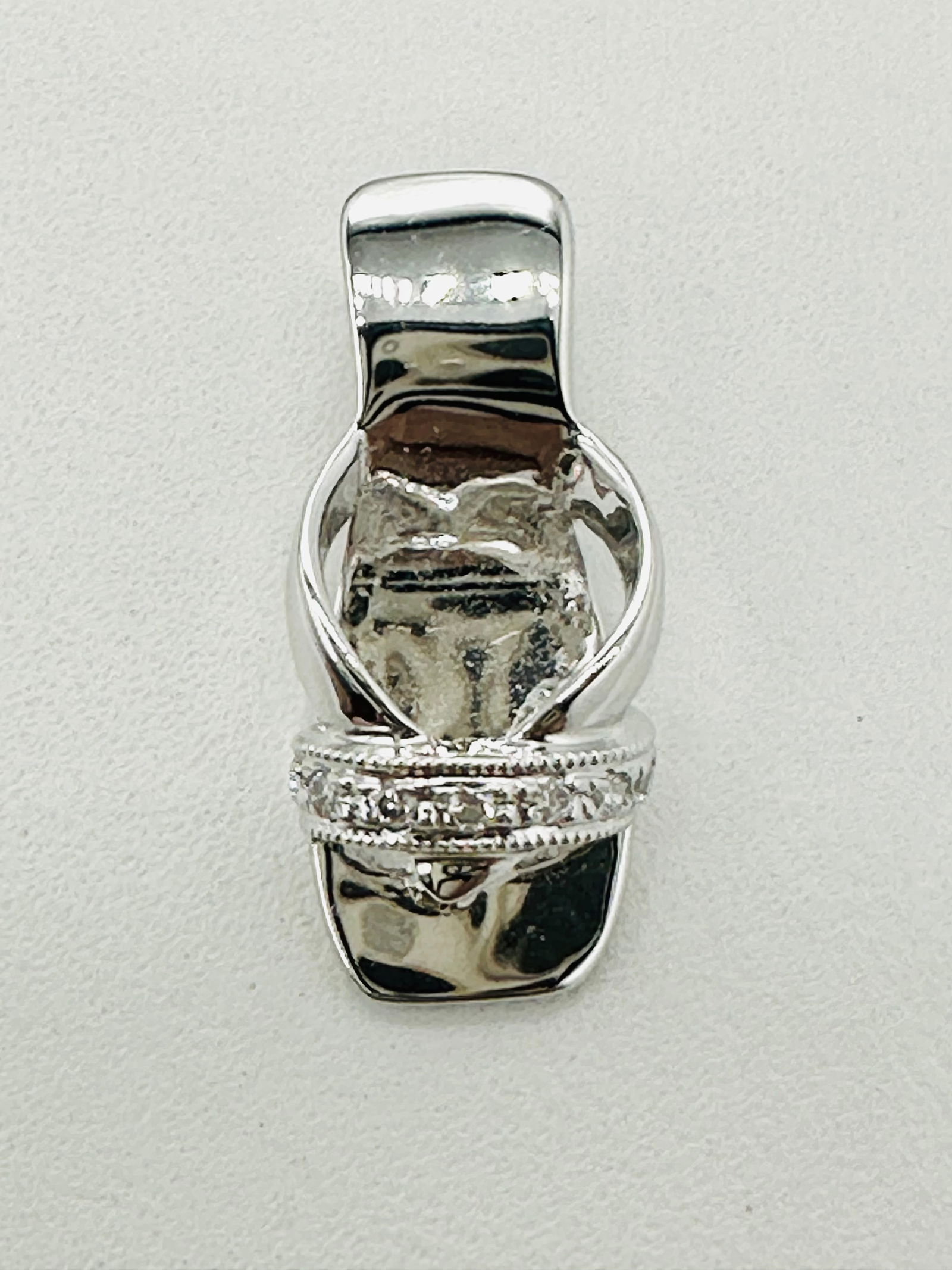 18KT White Gold, Natural Diamond Slipper Pendant # 2704 (1 of 4)