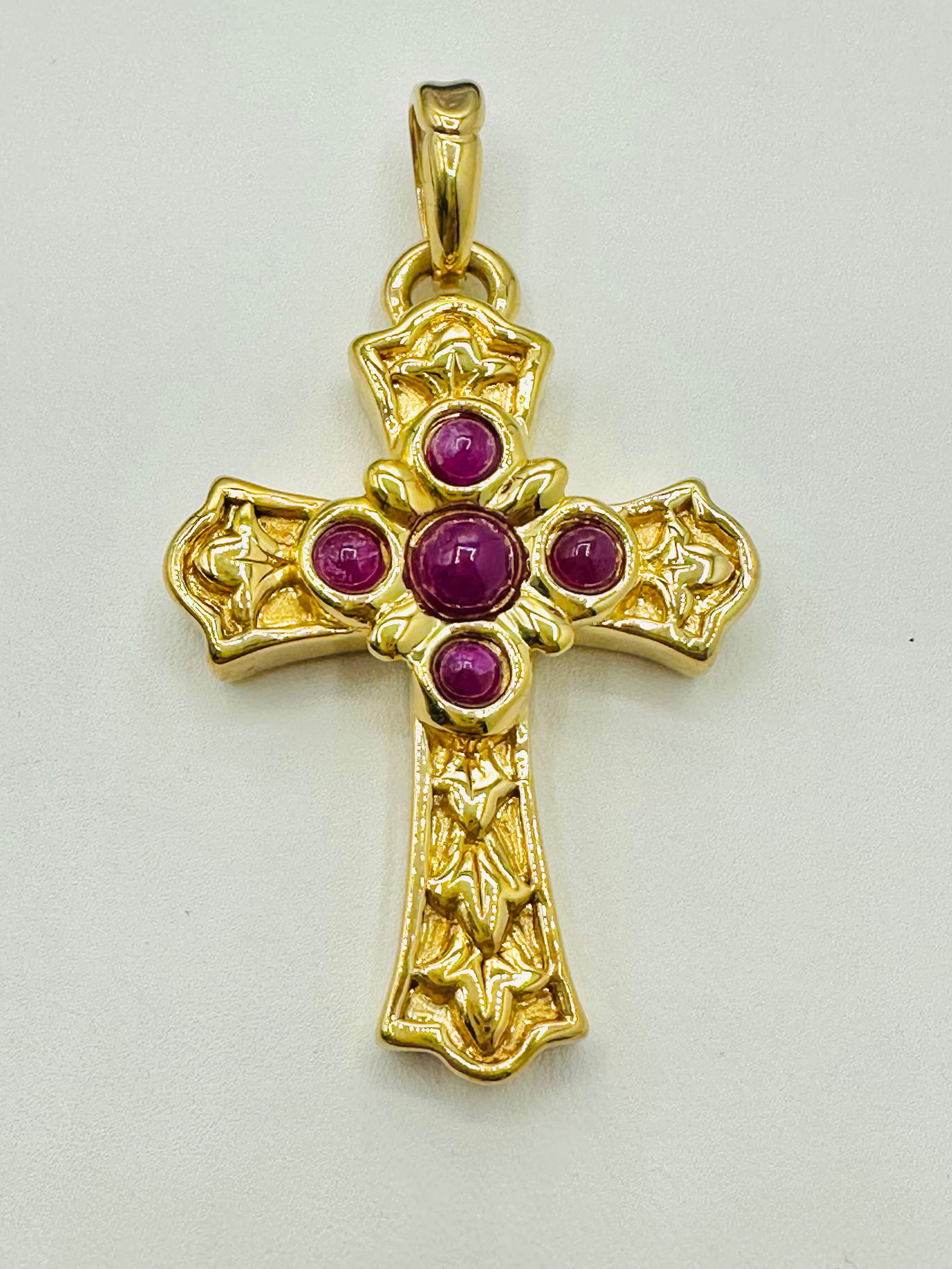 14KT Yellow Gold Ruby Cross Pendant # 2719 (1 of 4)