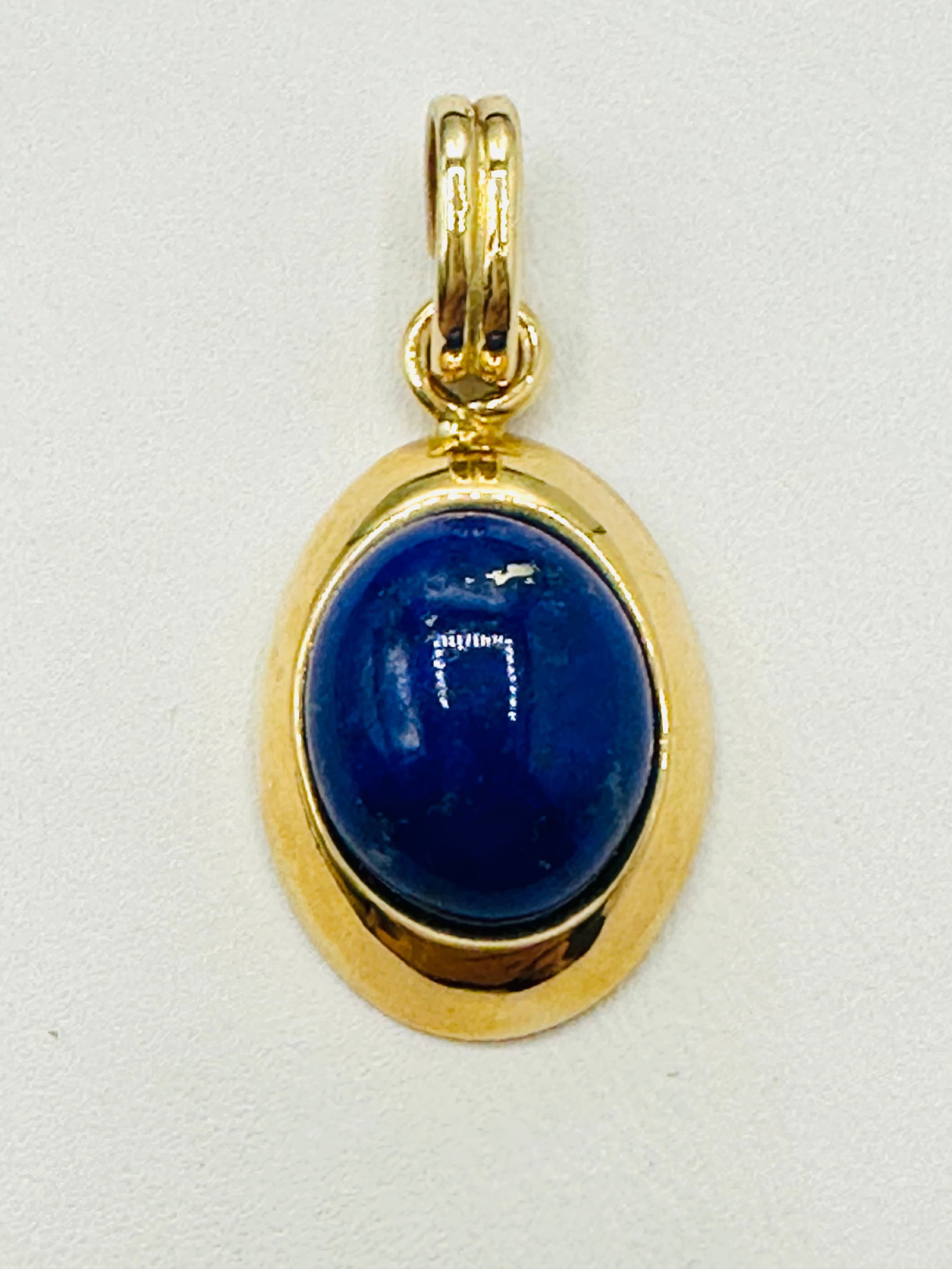 14KT Yellow Gold Oval Lapis Pendant # 2727 (1 of 4)