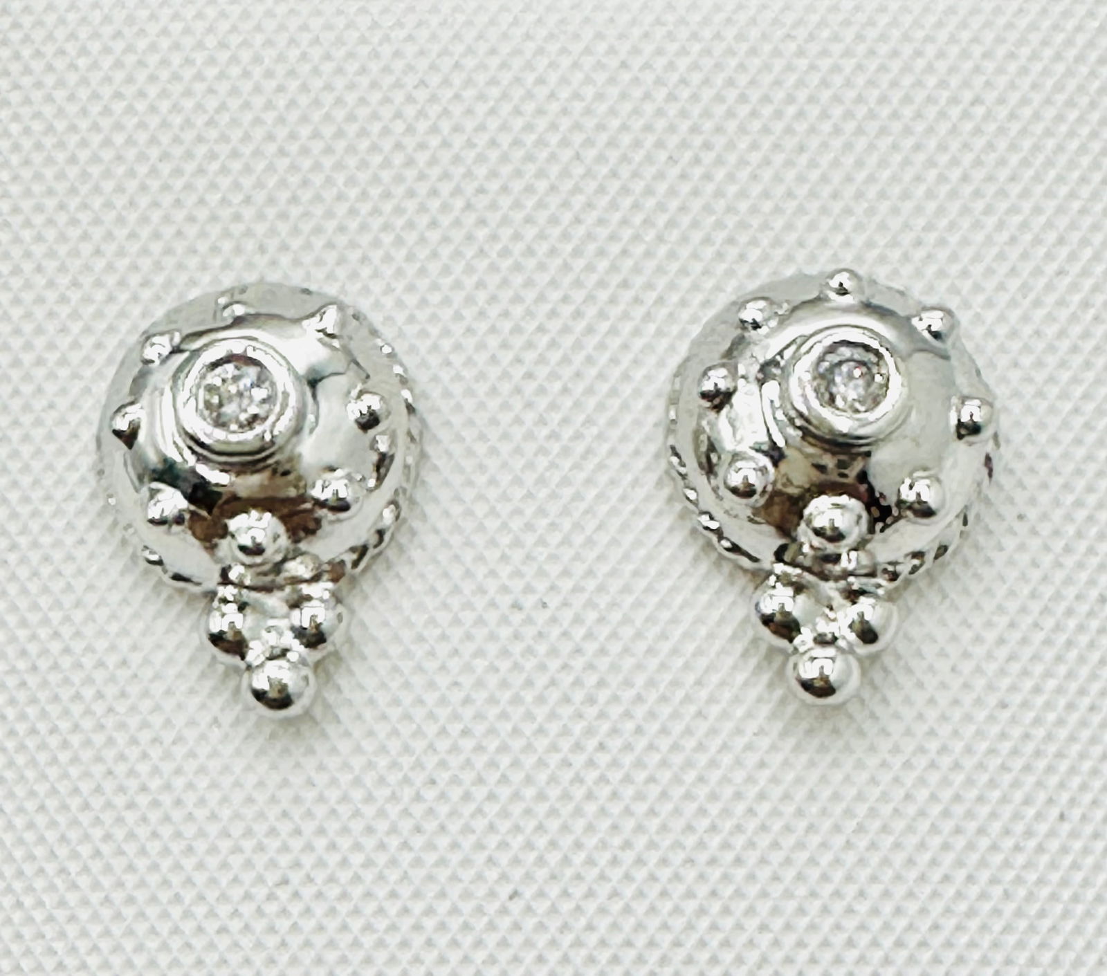 14KT White Gold,Pair of Natural Diamond Earrings # 2743 (1 of 3)
