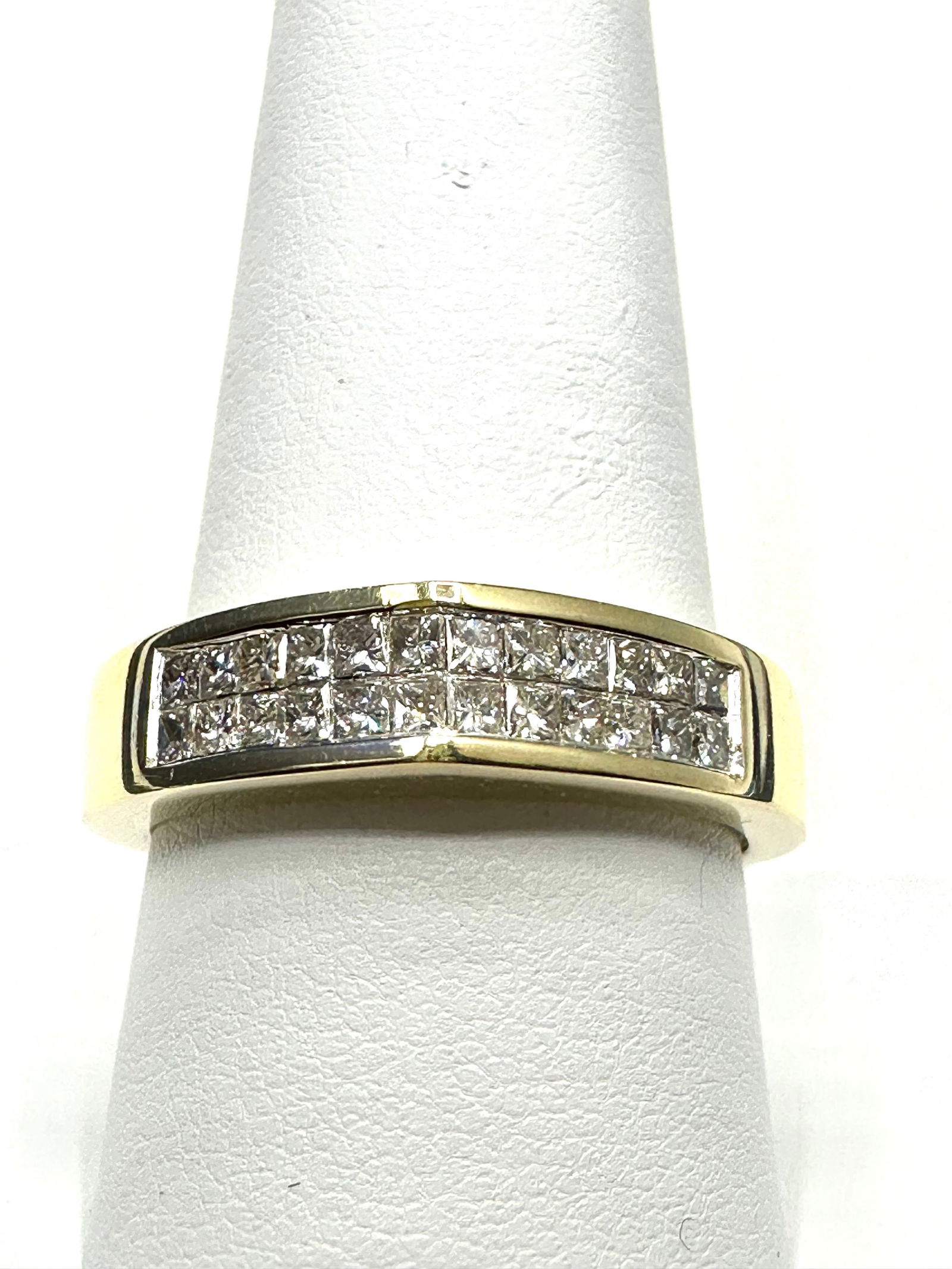 14KT Gold 24 Pcs Princess Cut Natural Diamond Ring Size 10 - J11160 (1 of 3)