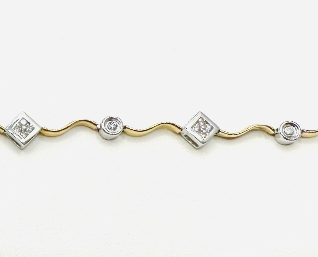 14KT Two Tone Gold 30 Pcs Natural Diamond Bracelet - J11177 (1 of 3)