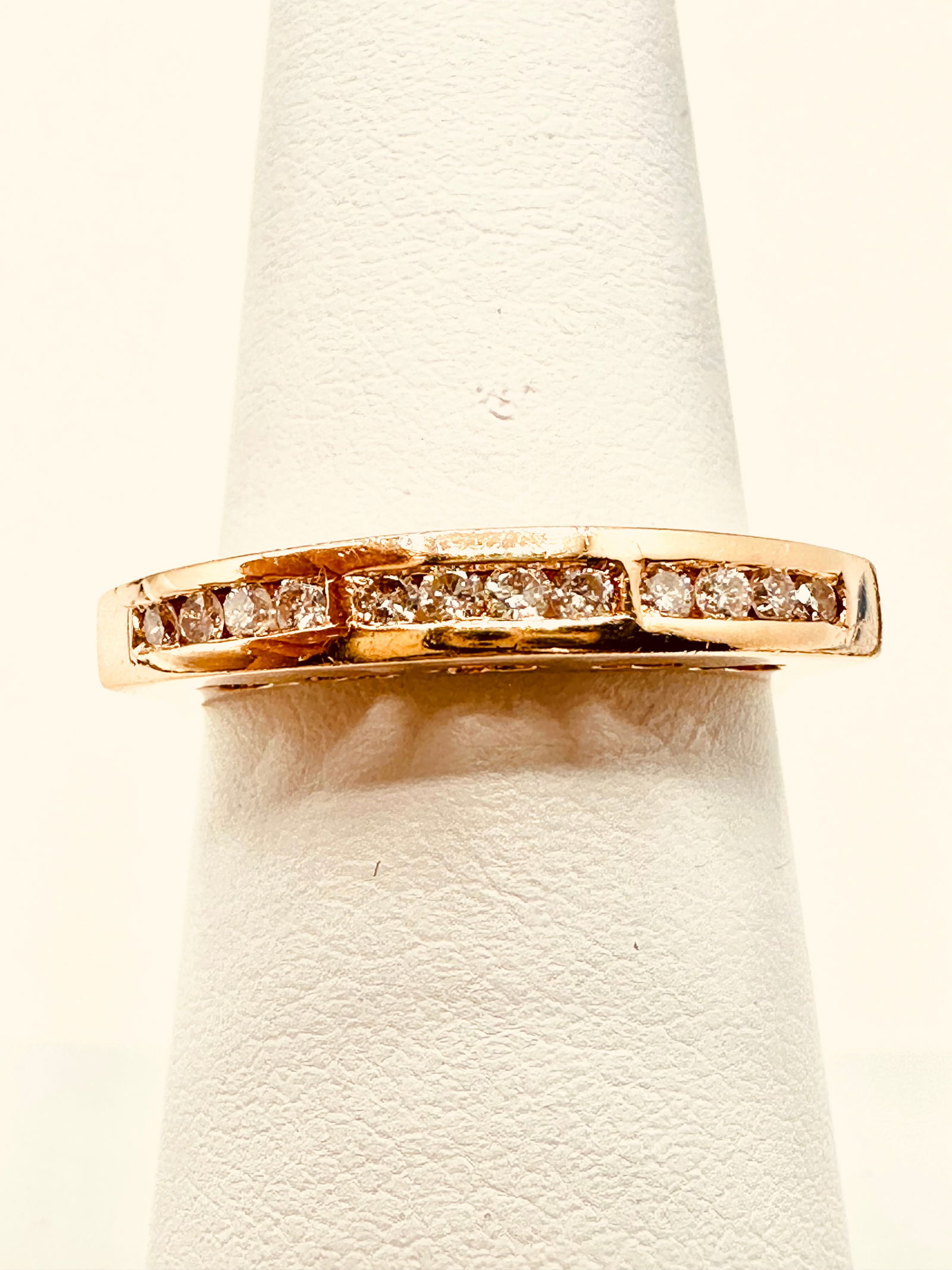 14KT Pink Gold Channel Set Natural Diamond Ring Size 6.75 - J11249 (1 of 3)