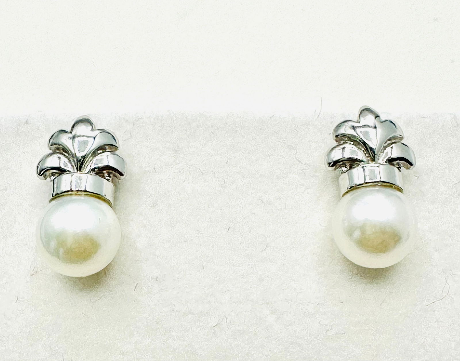 Pairs Of Pearls Earrings In 14KT White Gold Fancy Setting - J11320 (1 of 3)
