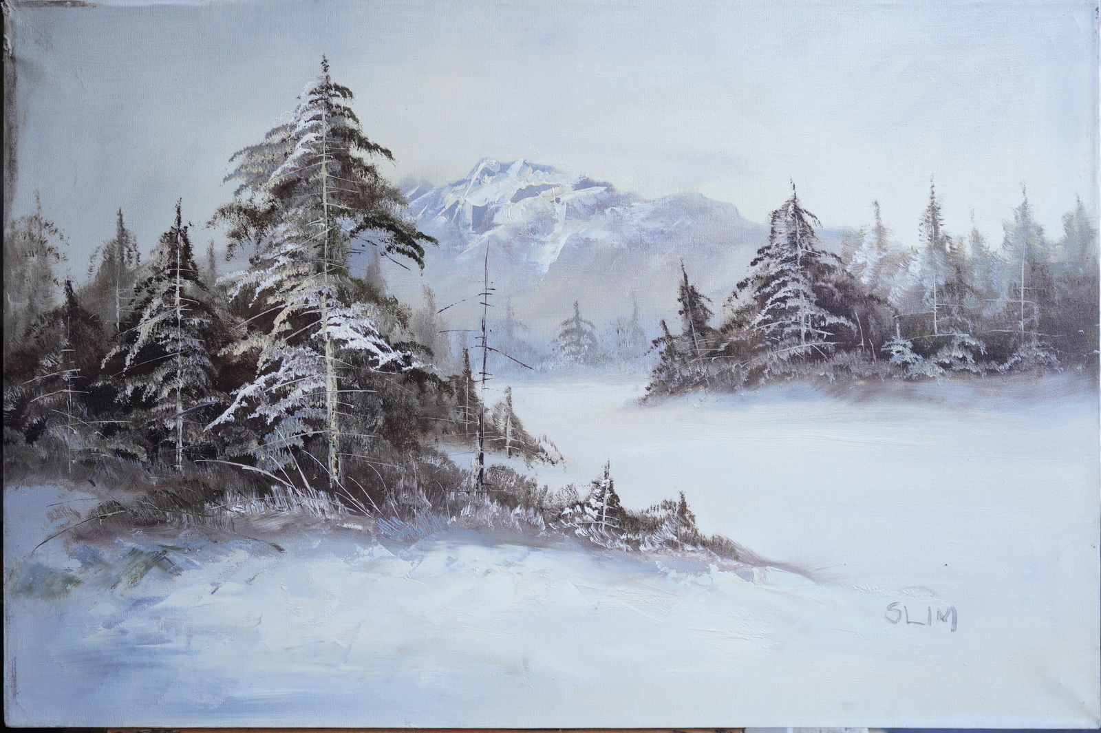 Winter Foresr Oil on Canvas Painting (1 of 11)