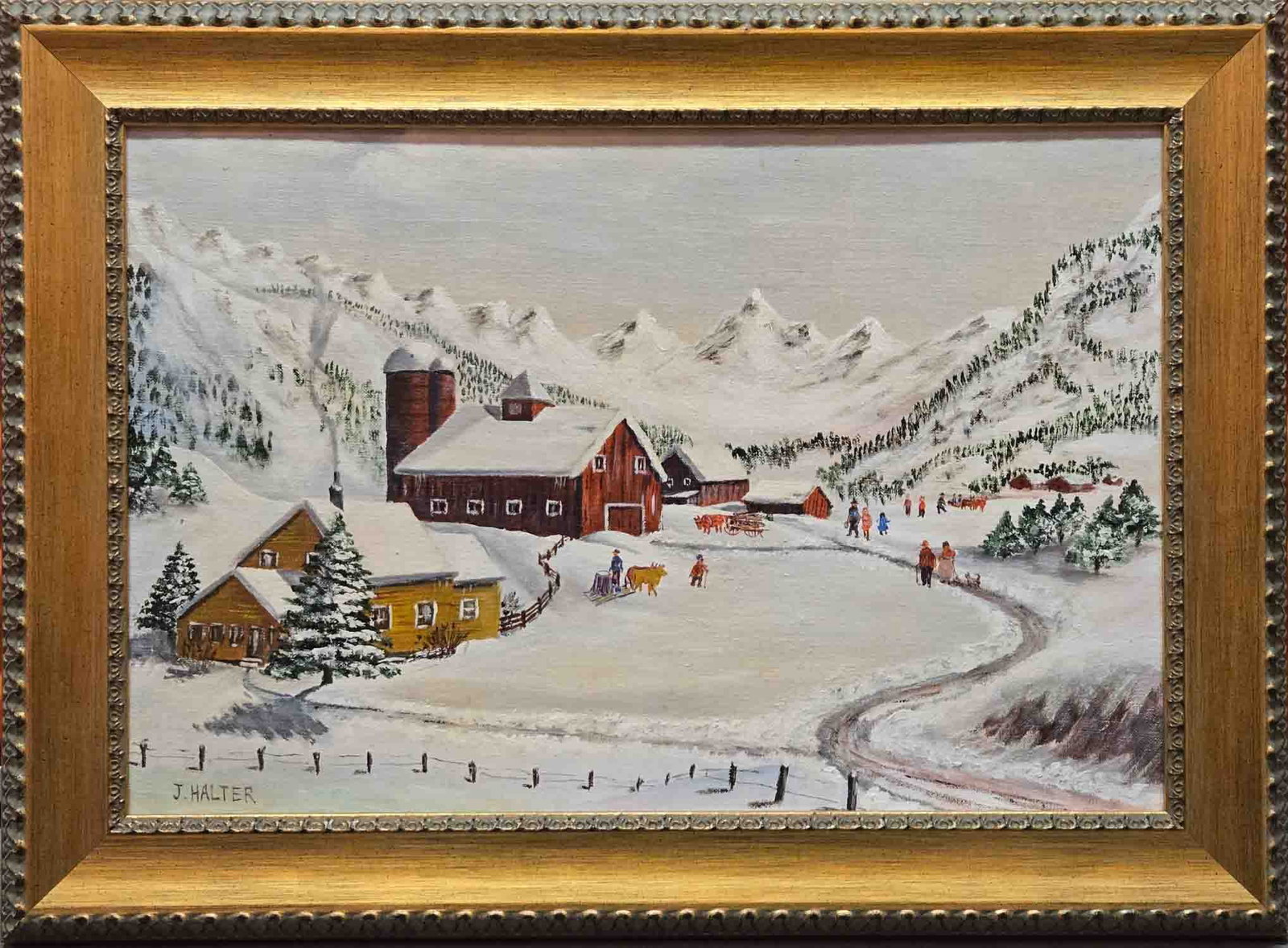 New Hope, PA Listed Artist Jean Halter 1916-1981 Oil On Canvas Board "Winter Scene": Title: Winter Scene Medium: Oil On Canvas Board Size: 16 x 24 inches Frame: 21 x 29 inches Detail: New Hope, PA Listed Artist Condition: Great, please check photo for condition reference Provenance: E