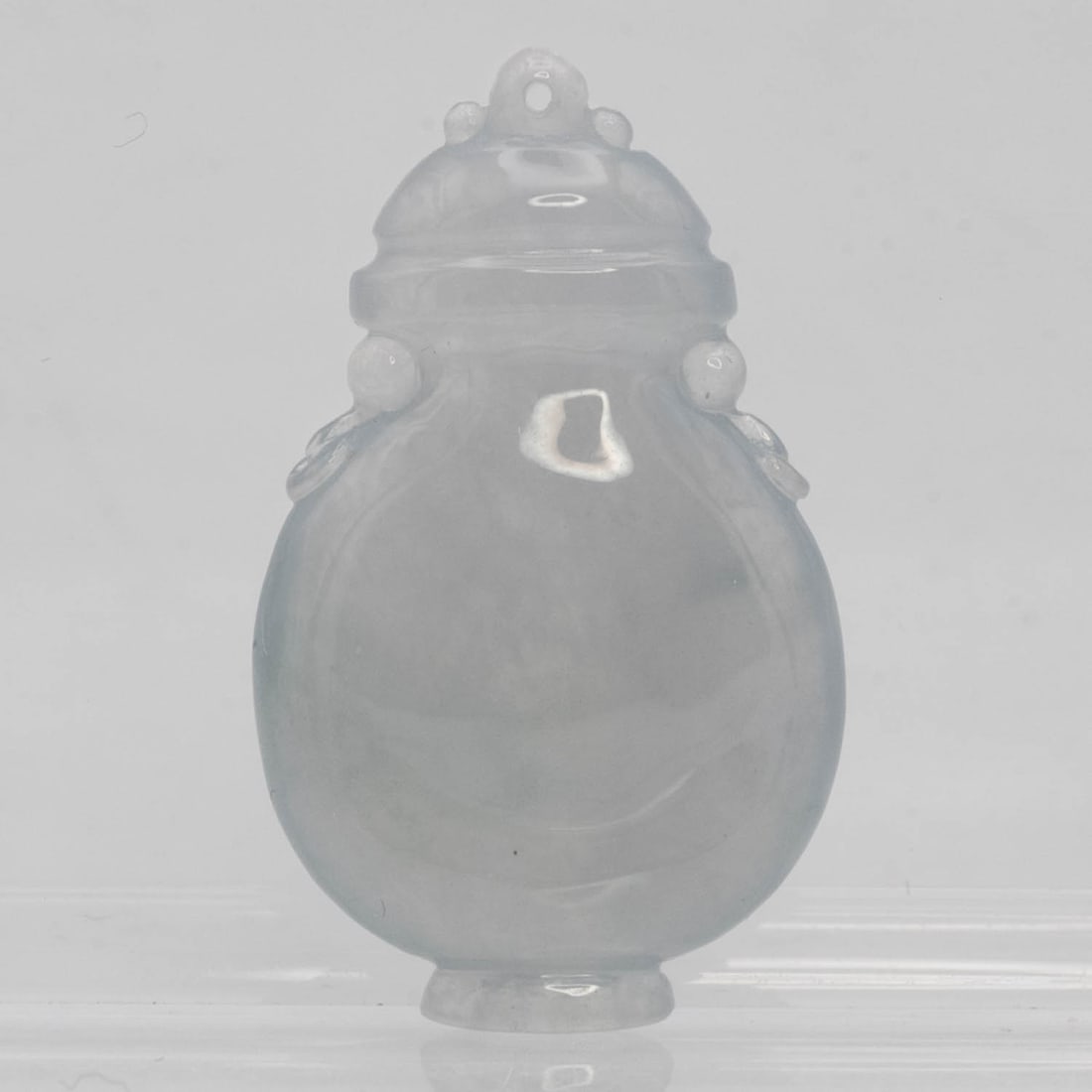 Chinese Carved Natural Icy Jadeite Vase Pendant: Medium: Natural Icy Jadeite Size: 1.3x0.7x0.3 inches Age/Detail: Chinese Carved Condition: great overall, check photo for condition reference. Provenance: Collection from Estate in Williamsburg LiveSh