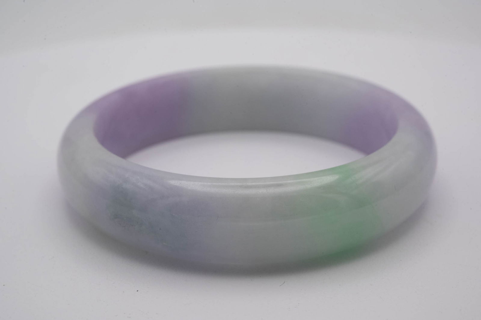 Chinese Translucent Tri Color Jade Bangle - 2