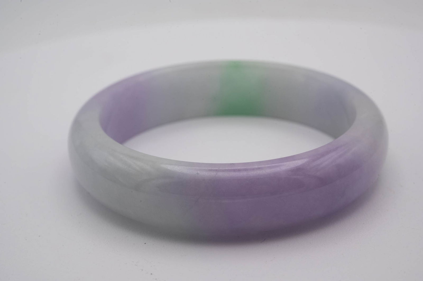 Chinese Translucent Tri Color Jade Bangle - 3