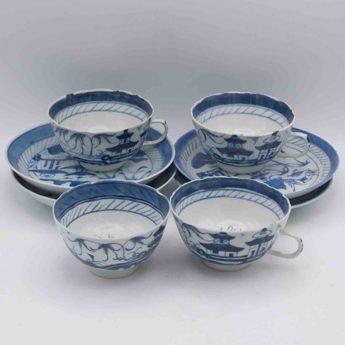 Old Chinese Blue And White Porcelain Cup And Plate Set (1 of 9)