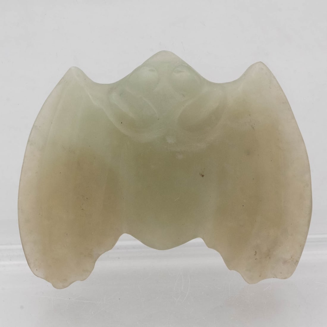 Old Chinese Carved Natural Nephrite Jade Bat Pendant: Medium: Natural Nephrite Jade Size: 2x1.6x0.3 inches Age/Detail: Old Chinese Carved Condition: great overall, check photo for condition reference. Provenance: Collection from Estate in Williamsburg Li