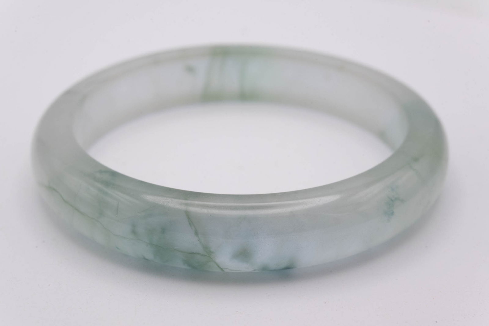 Chinese Translucent Green Jade Bangle - 2