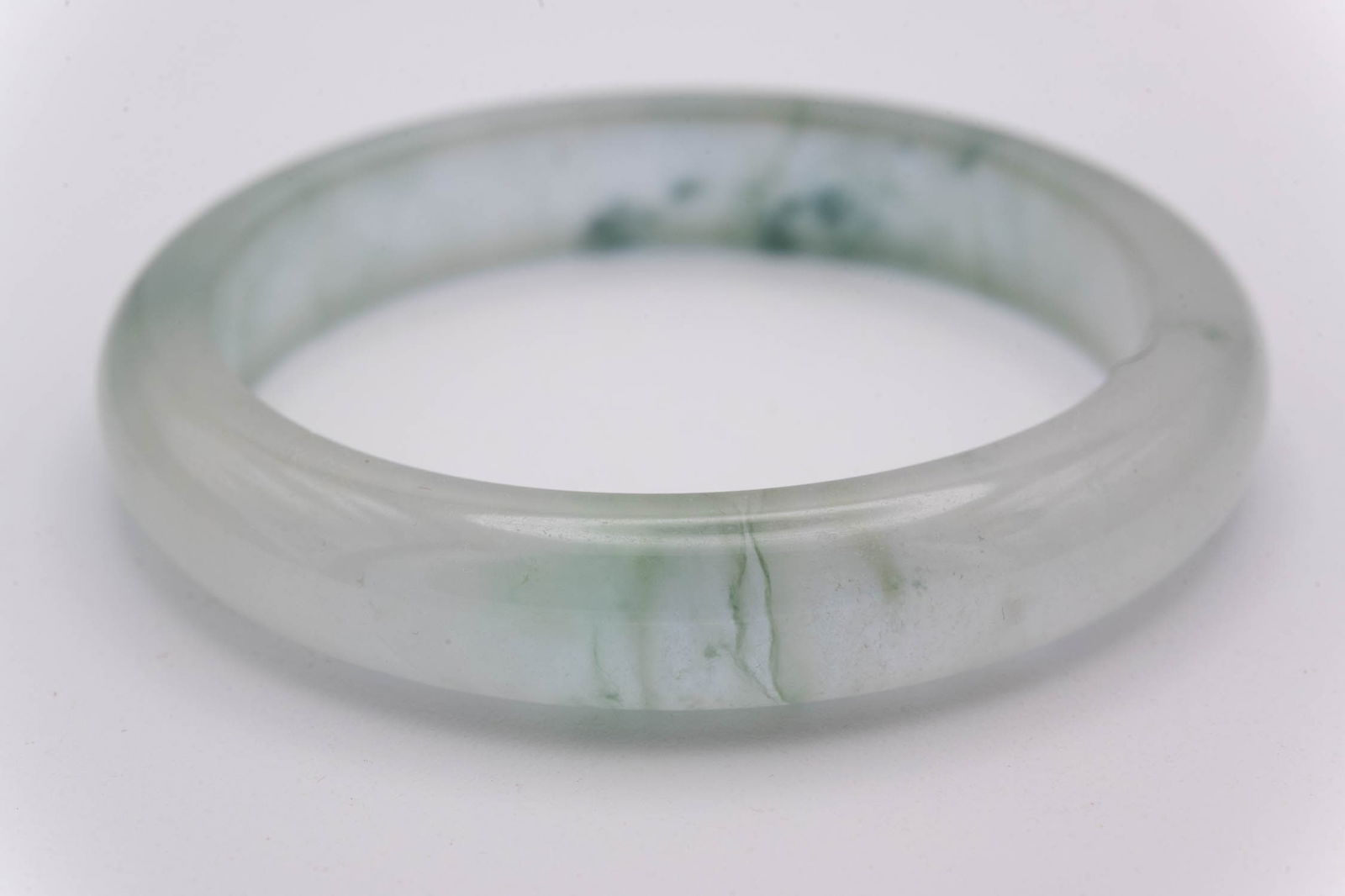 Chinese Translucent Green Jade Bangle - 4