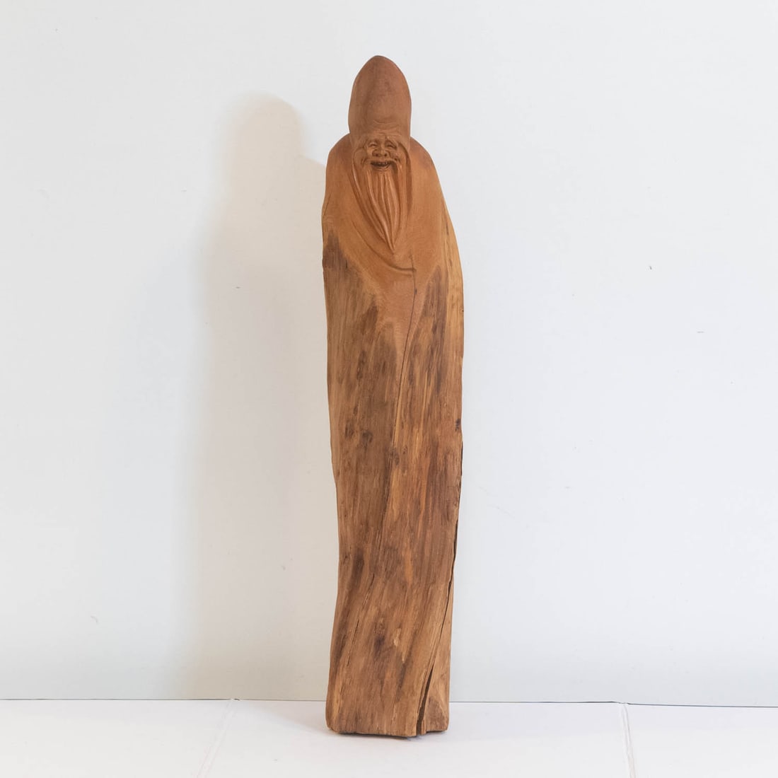 Large Antique Chinese Carved Root Shoulao Figure: Medium: Root Size: 4x4x19.5 inches Age/Detail: Large Antique Chinese Carved Condition: great overall, some cracks, check photo for condition reference. Provenance: Collection from Estate in Williamsbu