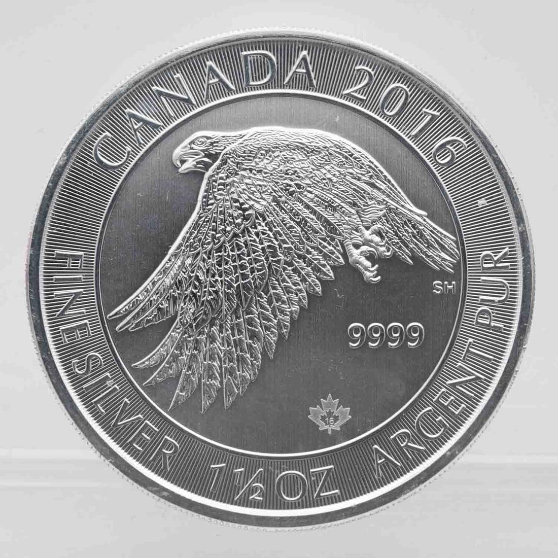 2016 1.5oz Canada Falcon Silver Coin: MLC2405581 Subject: 1.5oz Canada Falcon Silver Coin Medium: 9999 Silver Year: 2016 Condition: MS Note: Any condition statement is given as an opinion and should not be treated as a statement of fact.