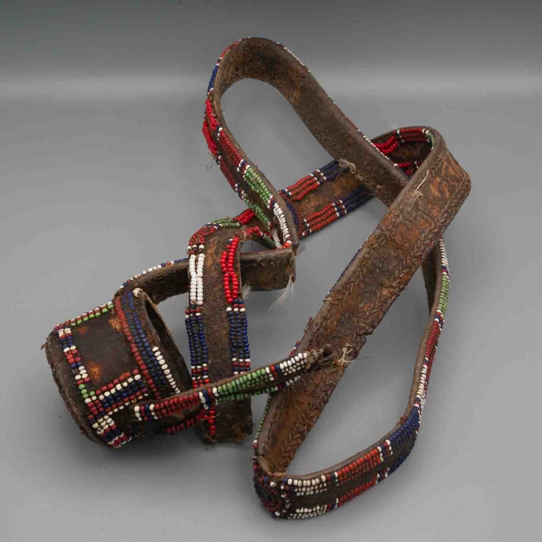 Early 20th Century Native American Beaded Leather Stirrups (1 of 6)