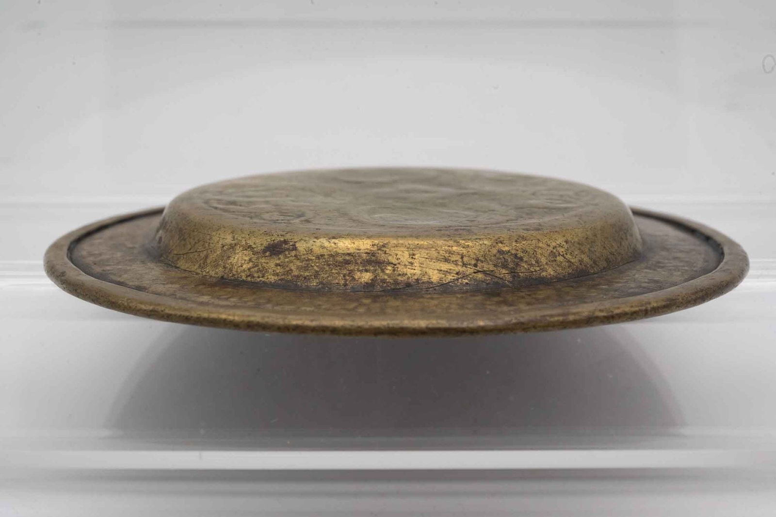 Antique Chinese Intricate Bronze Plate: Medium: Bronze Size: 4.5x4.5x0.4 inches Age/Detail: Antique Chinese Intricate Condition: great overall, check photo for condition reference. Provenance: Collection from Estate in Tribecca Please view