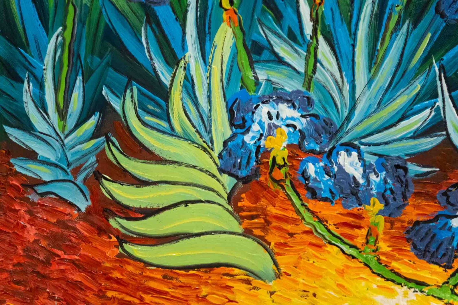 After Van Gogh Acrylic On Canvas "Irises": Title: Irises Medium: Acrylic On Canvas Size: 24 x 20 inches Condition: Great, hand painted, please check photo for condition reference Provenance: Combined shipping rate available. For affordable buy