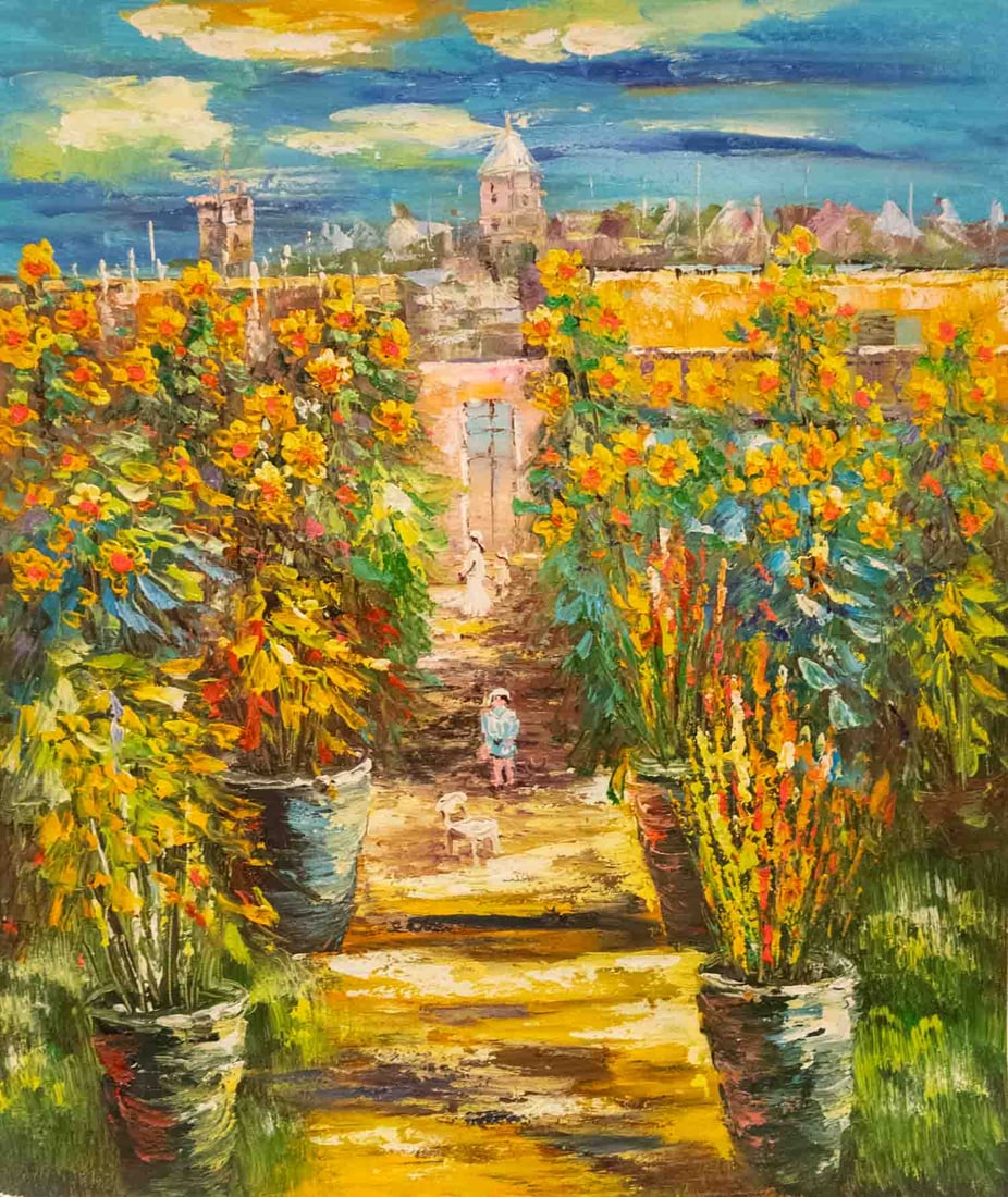 Impressionist Acrylic On Canvas "Country Path": Title: Country Path Medium: Acrylic On Canvas Size: 24 x 20 inches Condition: Great, hand painted, please check photo for condition reference Provenance: Combined shipping rate available. For affordab