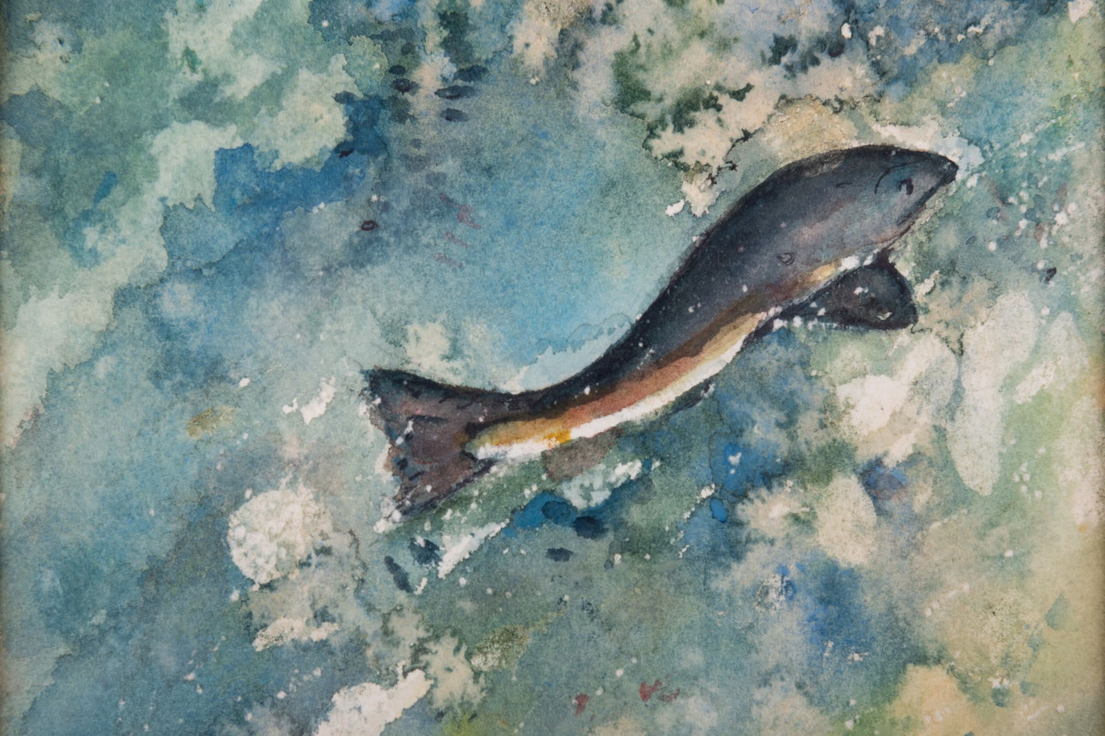 Early 20th Century Impressionist Watercolor On Paper "The Salmons": Title: The Salmons Medium: Watercolor On Paper Size: 16 x 6 inches Frame: 22 x 12 inches Age: Early 20th Century Condition: Painting is in excellent condition. Signature: Signed Artist: Florence Fause