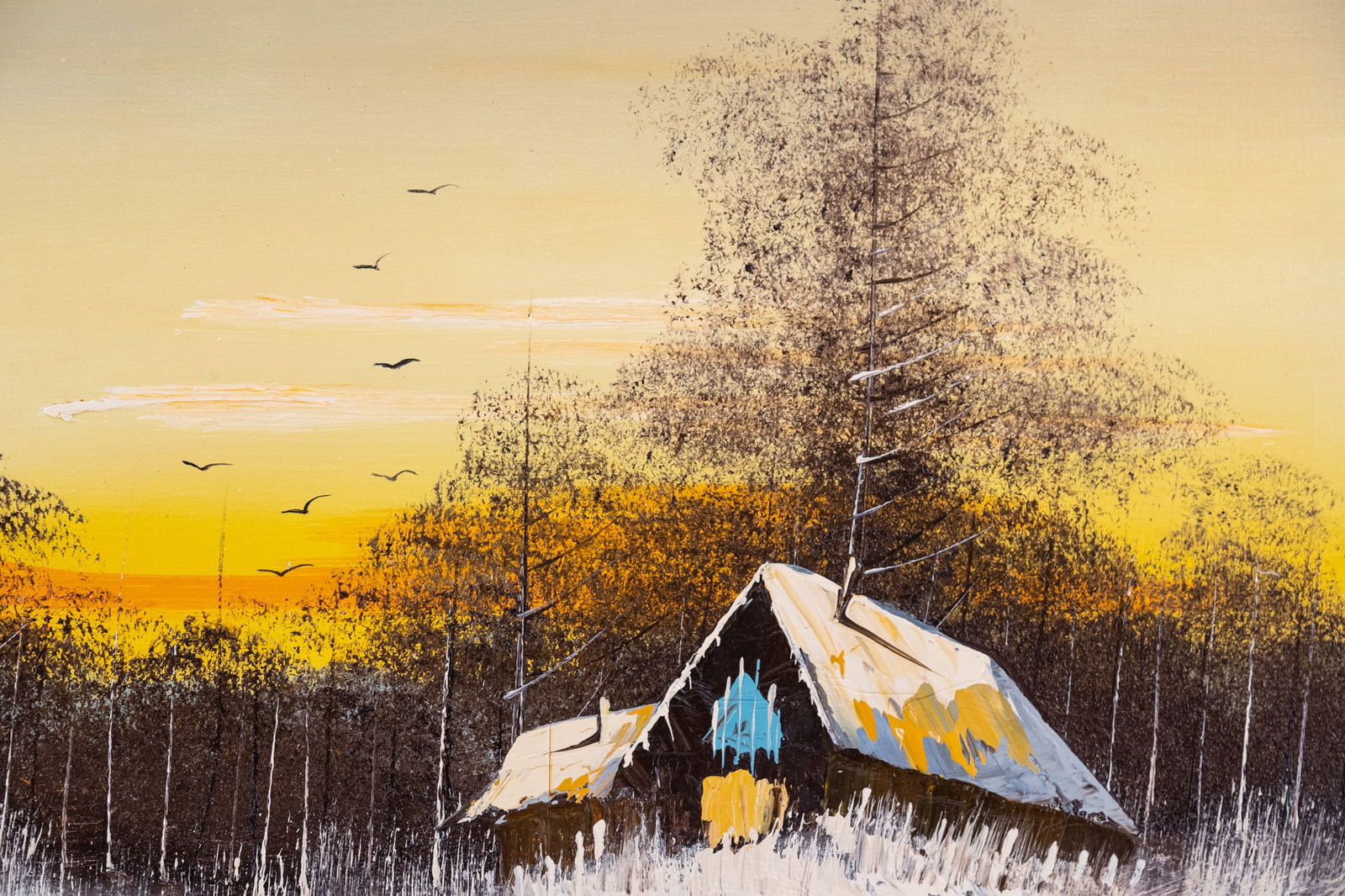 Vintage Scenic Oil On Canvas "Dusk At Winter": Title: Dusk At Winter Medium: Oil On Canvas Size: 20 x 24 inches Age: Vintage Condition: Great Overall All Signature: Signed Provenance: Collection From Glen Cove Combined shipping rate available. For