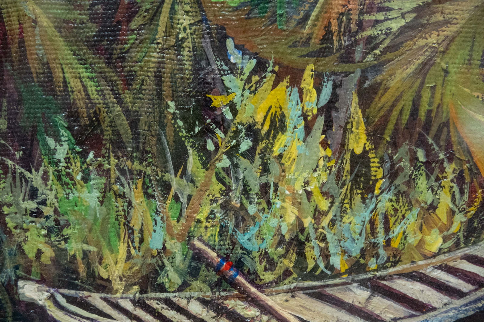 Vintage Vintage Oil On Paper "Moored Boat": Title: Moored Boat Medium: Oil On Paper Size: 10 x 12 inches Frame: 14 x 16 inches Age: Vintage Condition: Great Overall All Signature: A. Amofa Provenance: Combined shipping rate available. For affor