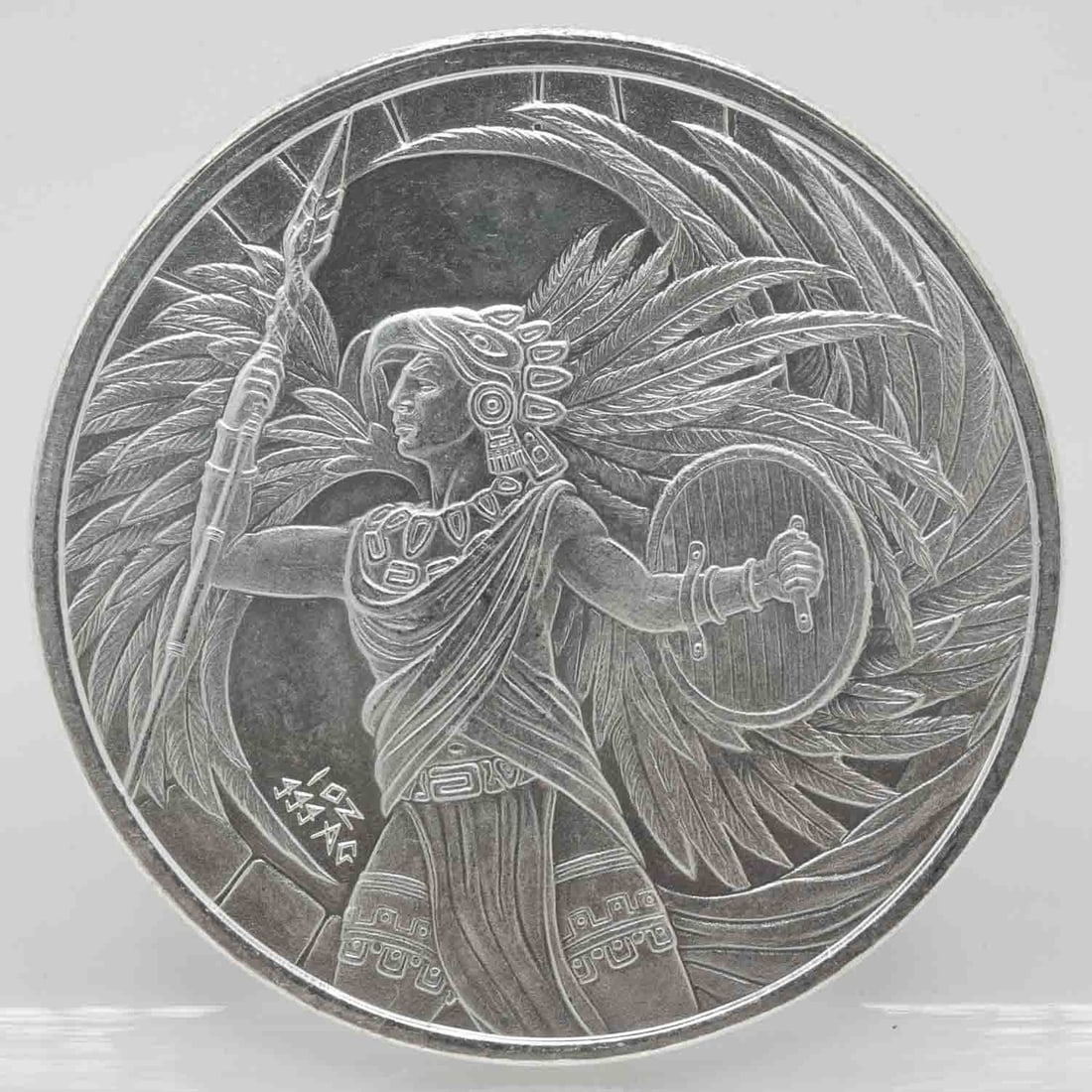 Aztec Eagle Warrior 1oz Silver Round: Subject: Aztec Eagle Warrior 1oz Silver Round Medium: 999 Silver Year: Condition: MS Note: Any condition statement is given as an opinion and should not be treated as a statement of fact. Please see p