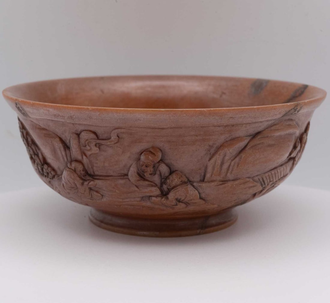 Old Chinese Xuantong Inscribed Soapstone Carved Bowl (1 of 8)