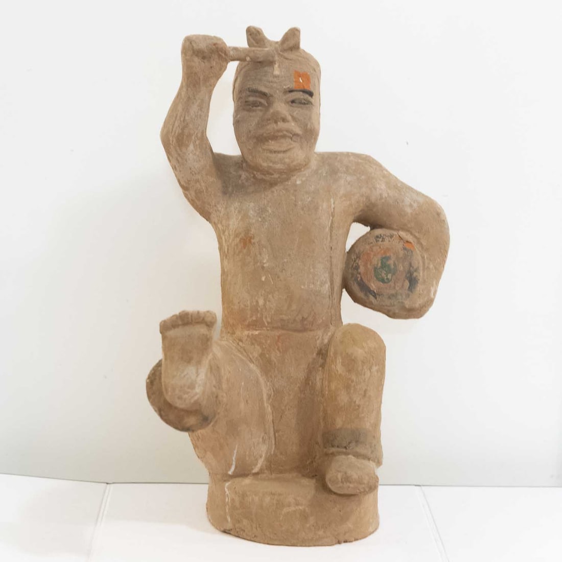 Antique Chinese Terracotta Drum Dancer Figure: Medium: Terracotta Size: 17.5x10x10 inches Age/Detail: Antique Chinese Condition: great overall, check photo for condition reference. Provenance: Collection from Estate in Tribecca LiveShipping is NOT