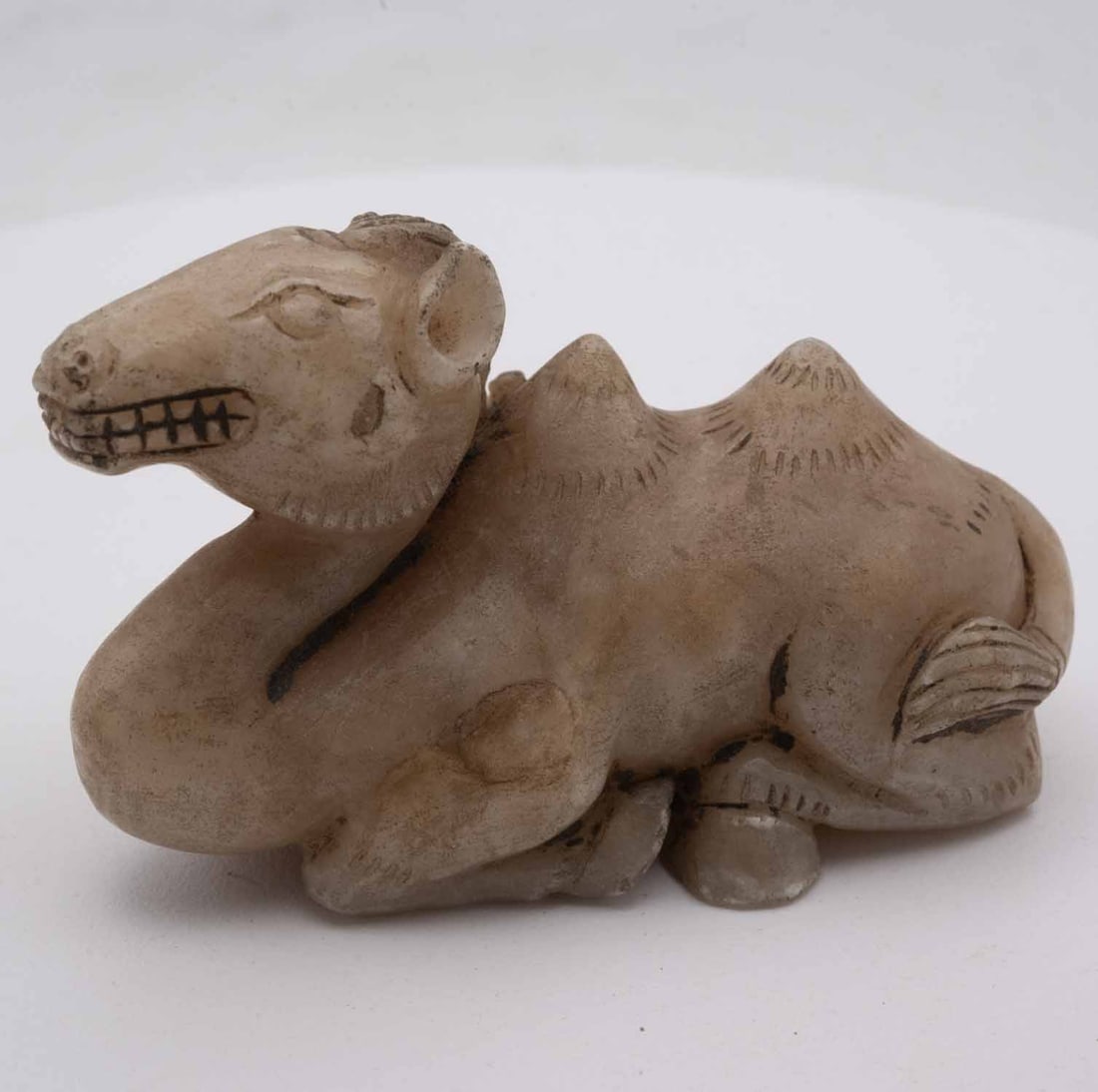 Antique Chinese Carved Jade Camel Figurine: Medium: Jade Size: 3.3x2.3x1.5 inches Age/Detail: Antique Chinese Carved Condition: great overall, check photo for condition reference. Provenance: Collection from Estate in Tribecca LiveShipping is N