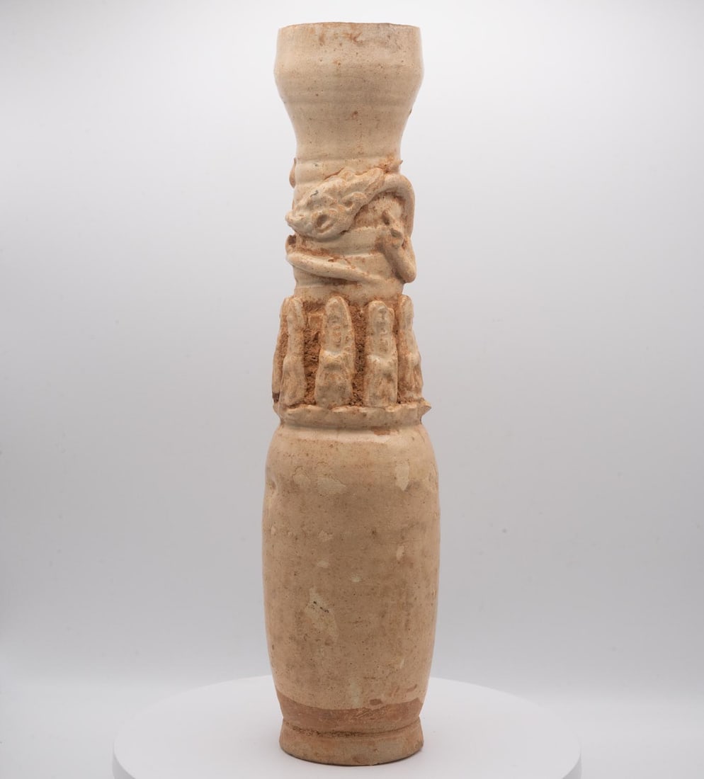 Antique Chinese Song Dynasty Ceramic Ceremonial Urn: Medium: Ceramic Size: 13x3.3x3.3 inches Age/Detail: Antique Chinese Song Dynasty Condition: great overall, damages, check photo for condition reference. Provenance: Collection from Estate in Tribecca