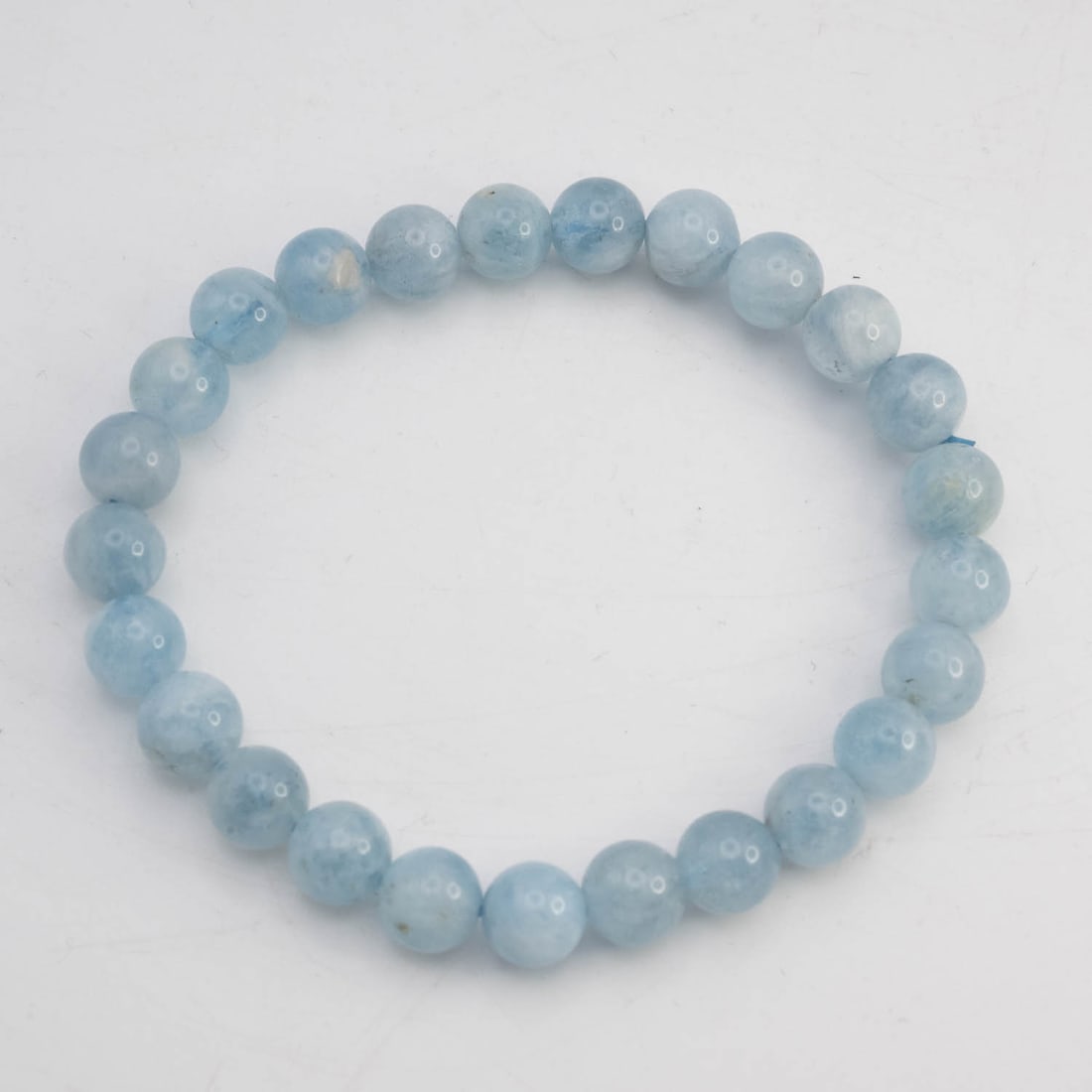 Natural Aquamarine Bead Bracelet: Medium: Aquamarine Size: 2.3 inches Age/Detail: Natural Condition: great overall, check photo for condition reference. Provenance: Collection from Estate in Williamsburg LiveShipping is NOT a part of 
