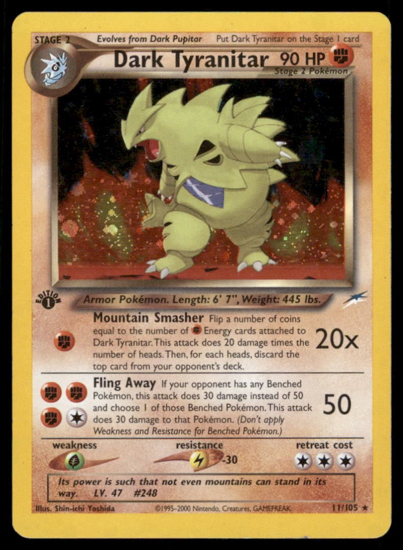 Dark Tyranitar 1st ED. Neo Destiny #011/105 Holo Pokemon Card (1 of 2)