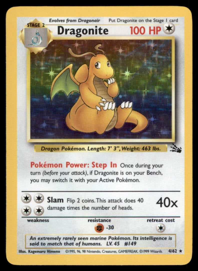 Dragonite (4) Fossil #04/62 Holo Pokemon Card: We offer combined shipping on multiple items. Buyers may also arrange their own shipping. LiveShipping is a separate and independent option for shipping that is NOT a part of the auction house or