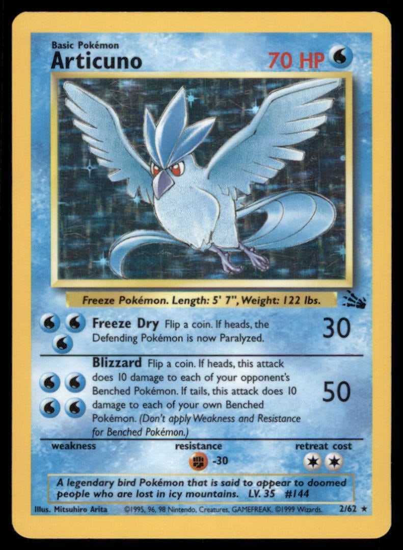 Articuno (2) Fossil #02/62 Holo Pokemon Card: We offer combined shipping on multiple items. Buyers may also arrange their own shipping. LiveShipping is a separate and independent option for shipping that is NOT a part of the auction house or thei